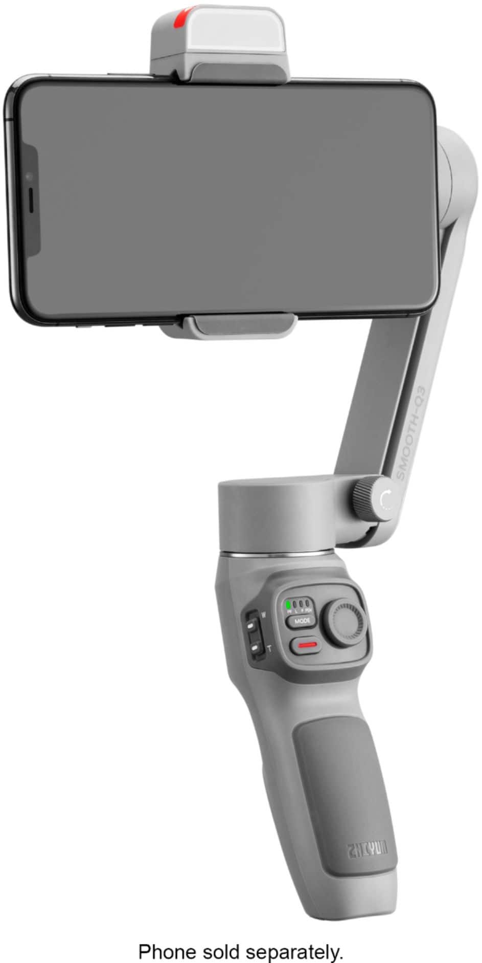 Alt View 14. Zhiyun - Smooth Q3 Folding 3-Axis Gimbal Stabilizer for Smartphones with Built-in LED Video Light and Detachable Tri-pod Stand - Gray.