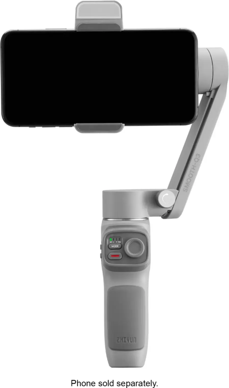 Alt View 16. Zhiyun - Smooth Q3 Folding 3-Axis Gimbal Stabilizer for Smartphones with Built-in LED Video Light and Detachable Tri-pod Stand - Gray.