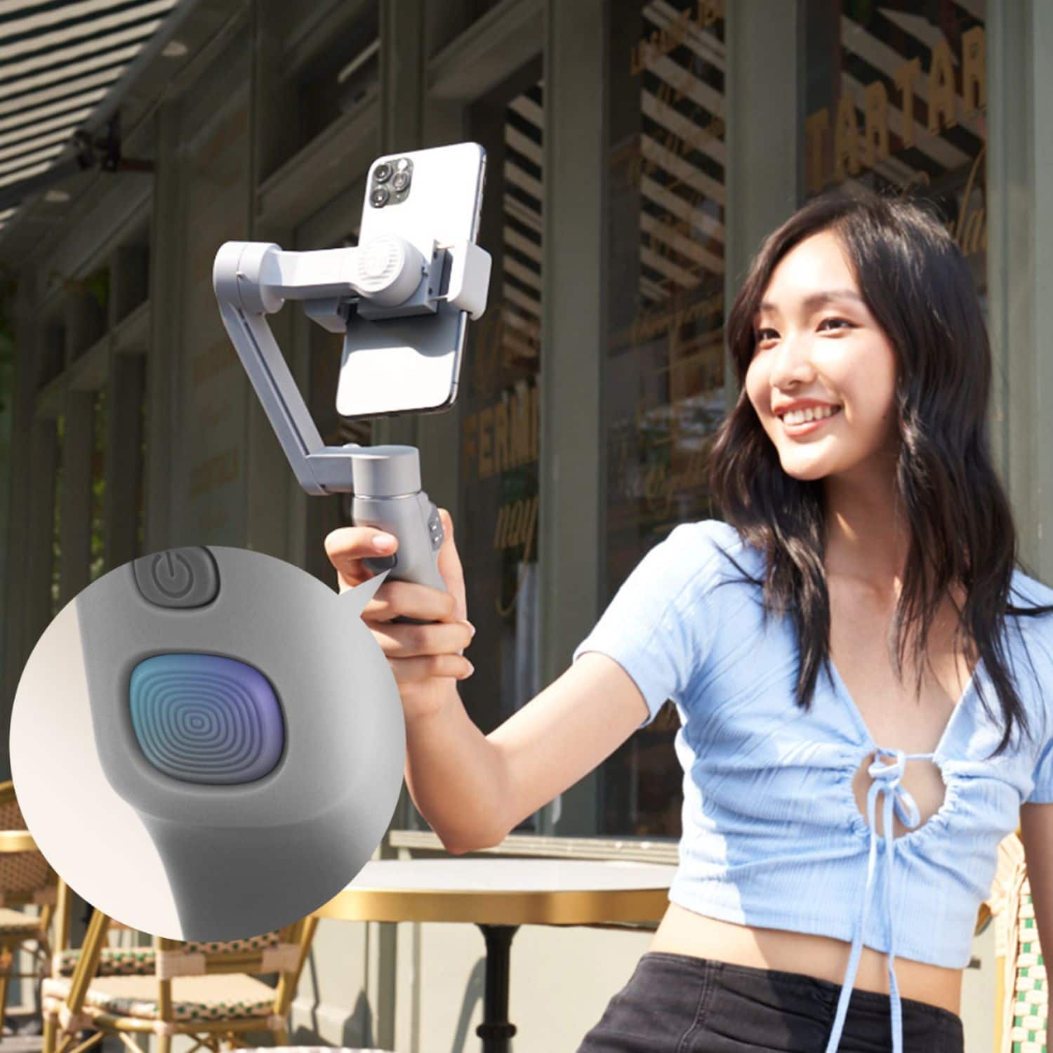 Alt View 27. Zhiyun - Smooth Q3 Folding 3-Axis Gimbal Stabilizer for Smartphones with Built-in LED Video Light and Detachable Tri-pod Stand - Gray.