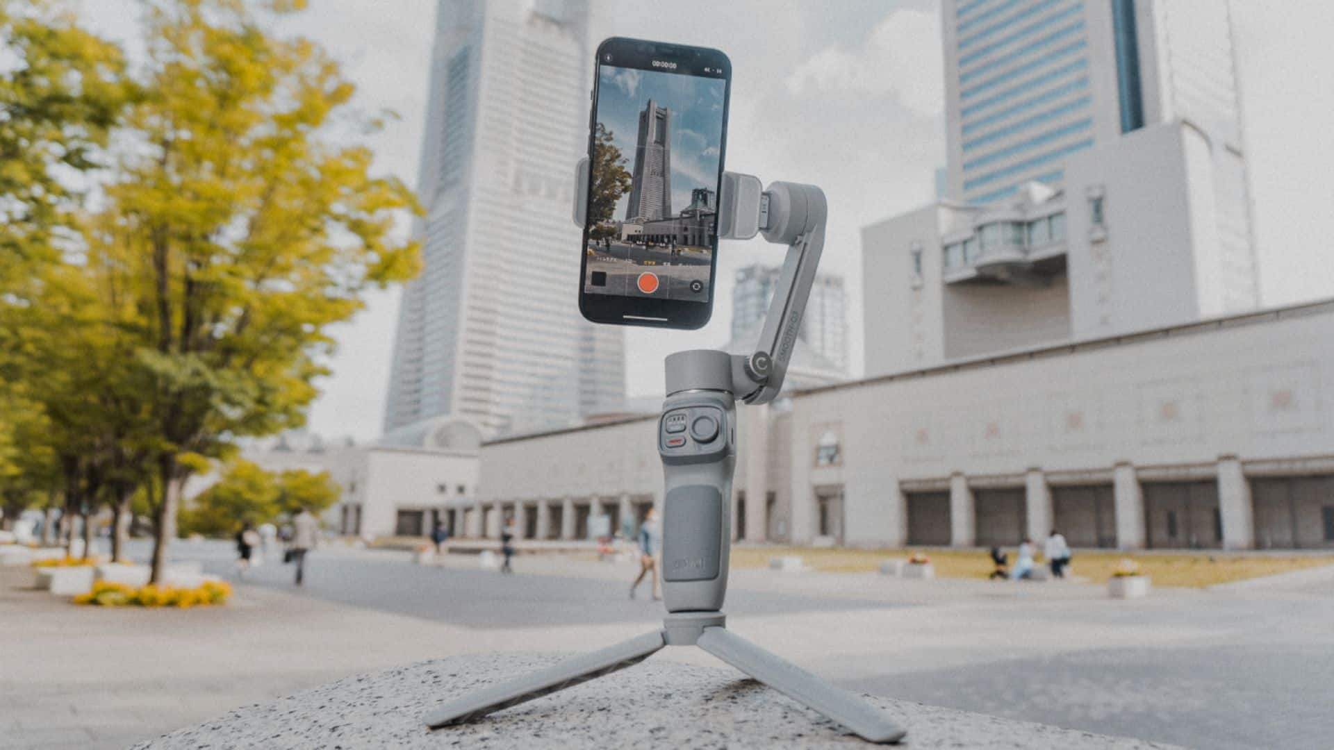 Alt View 34. Zhiyun - Smooth Q3 Folding 3-Axis Gimbal Stabilizer for Smartphones with Built-in LED Video Light and Detachable Tri-pod Stand - Gray.