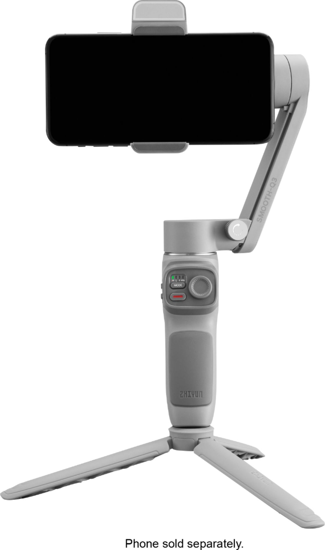 Left View: Zhiyun - Smooth Q3 Folding 3-Axis Gimbal Stabilizer for Smartphones with Built-in LED Video Light and Detachable Tri-pod Stand - Gray