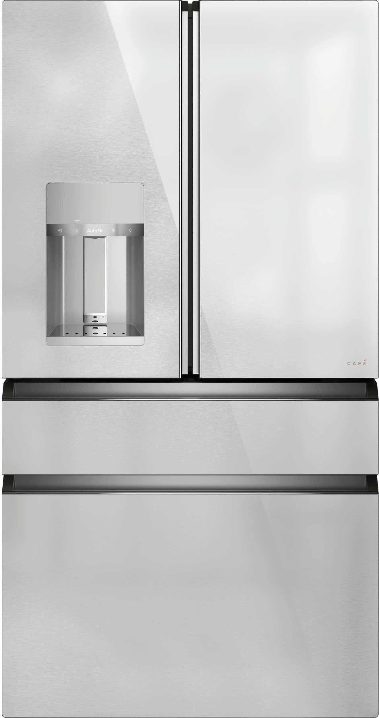Front. Café - 22.3 Cu. Ft. Counter-Depth 4-Door French-Door Refrigerator - Platinum Glass.