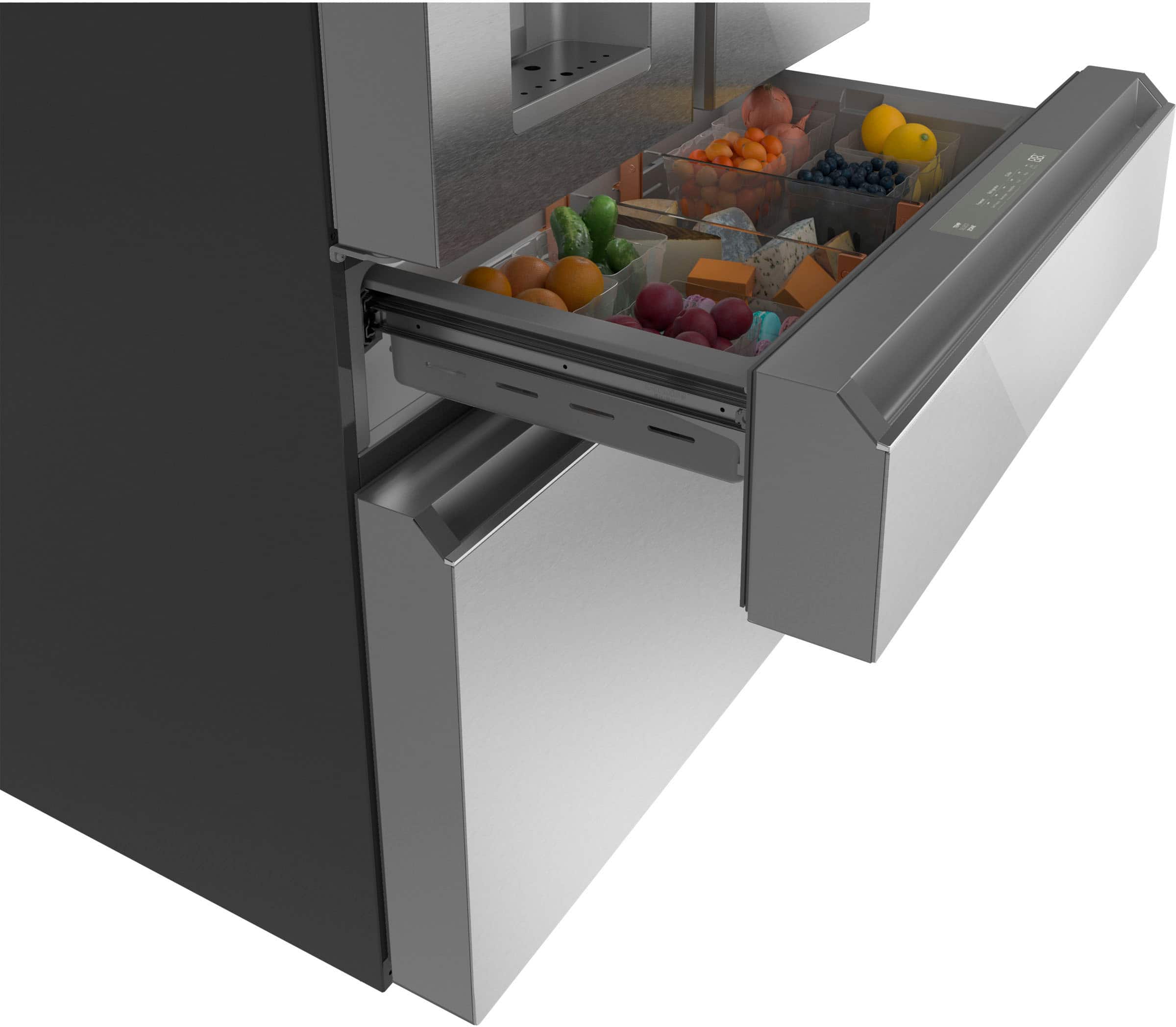 Alt View 12. Café - 22.3 Cu. Ft. Counter-Depth 4-Door French-Door Refrigerator - Platinum Glass.