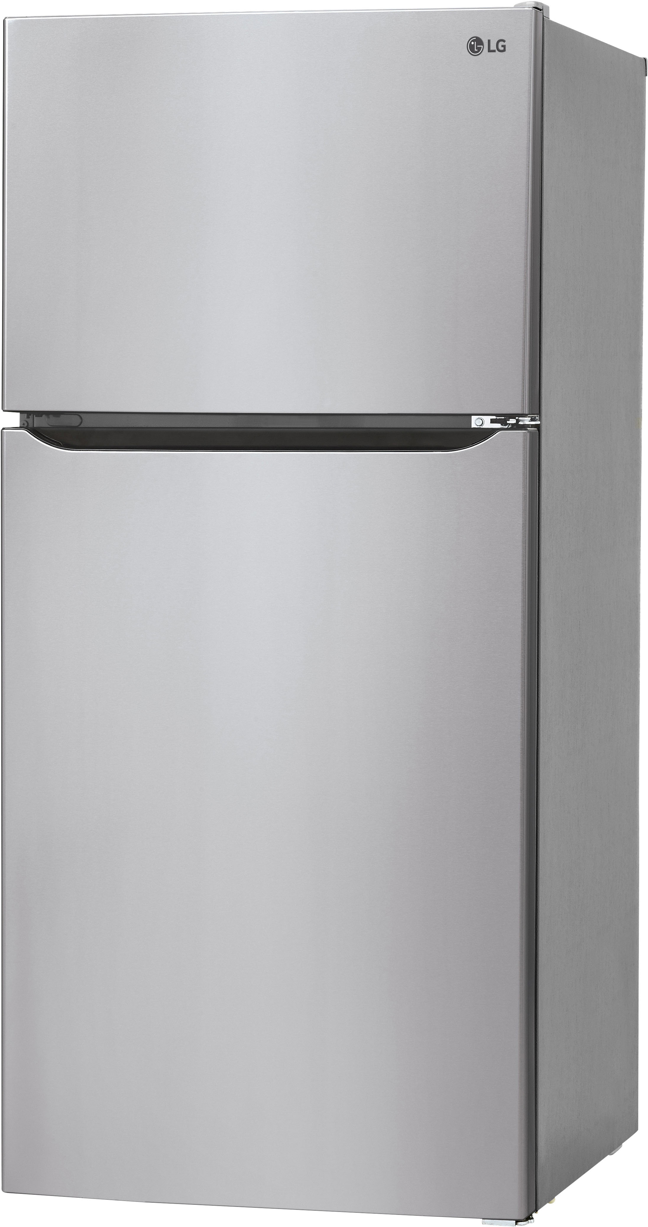 Angle View: LG - 23.8 Cu Ft Top Mount Refrigerator with Internal Water Dispenser - Stainless steel