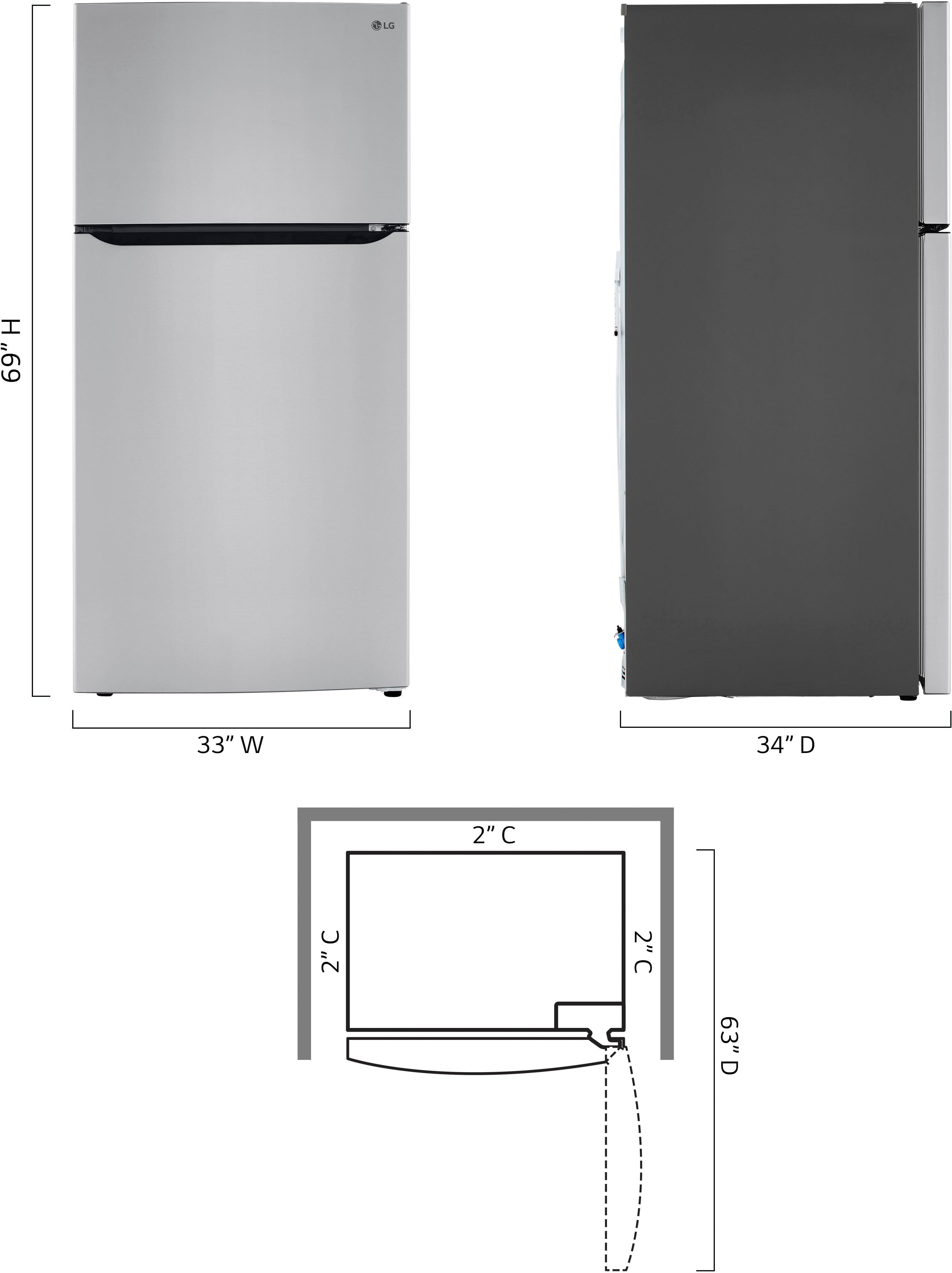 Alt View 2. LG - 23.8 Cu. Ft. Top Freezer Refrigerator with Internal Water Dispenser - Stainless Steel.