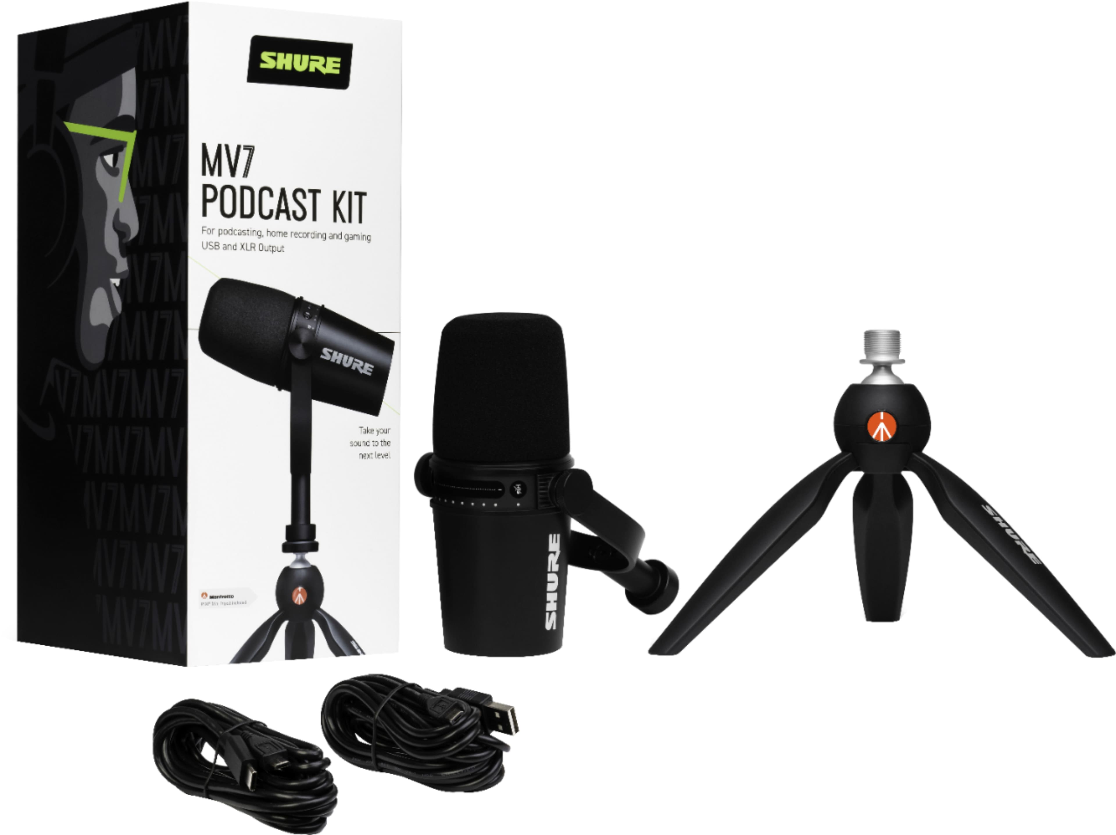 Alt View 12. Shure - MV7 Podcast Kit Microphone - Black.