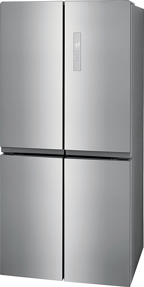 Angle View: Samsung - 22 cu. ft. Smart 3-Door French Door Refrigerator with External Water Dispenser - Stainless steel