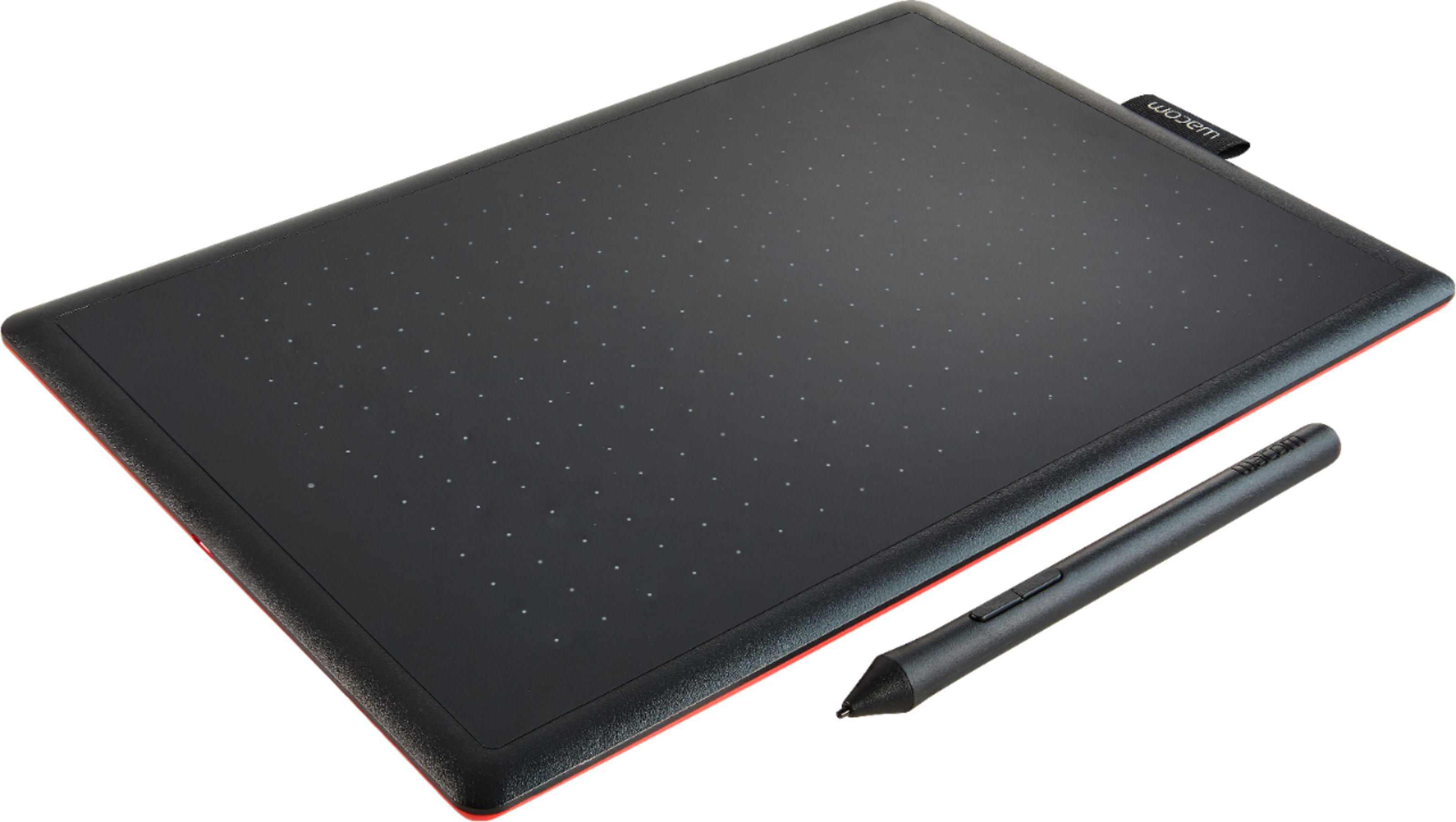 Angle View: One by Wacom Student Drawing Tablet (medium) – Works with Chromebook, Mac, PC - Black/Red