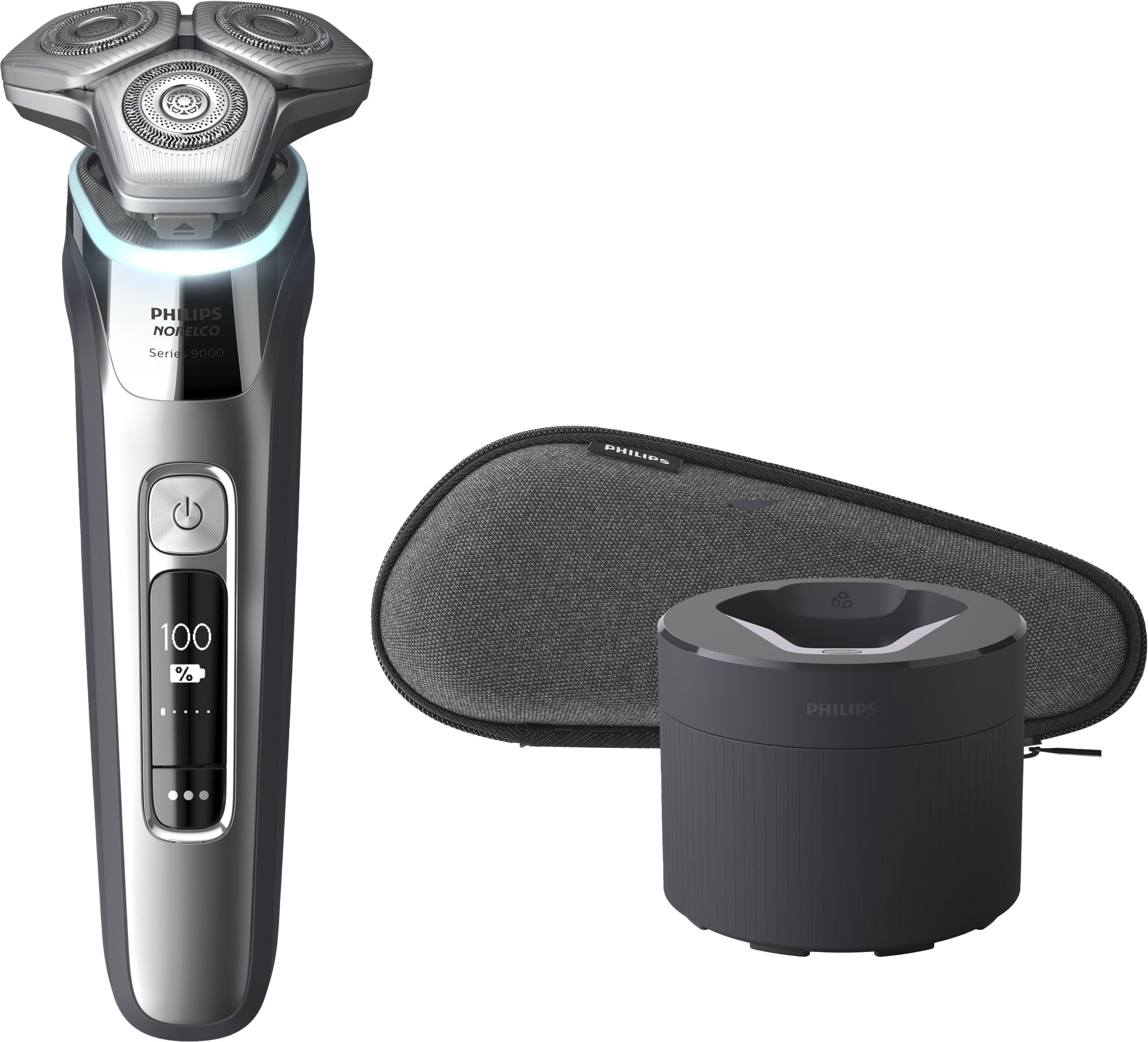 Philips Norelco 9500 Rechargeable Wet/Dry Electric Shaver Quick Clean, Travel Case, and up Trimmer Silver S9985/84 - Best Buy