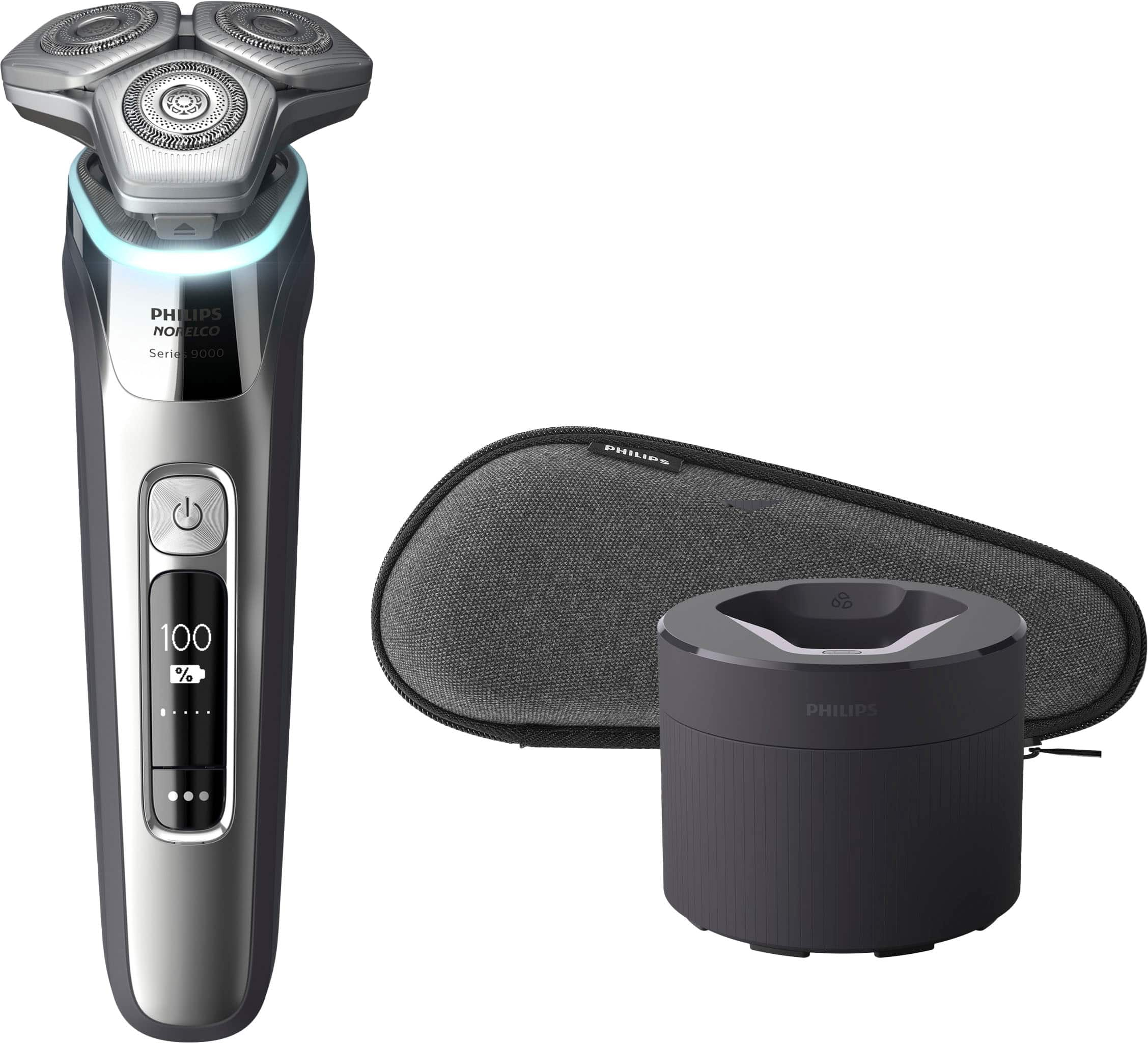 Philips 9500 Rechargeable Wet/Dry Electric Shaver with Quick Clean, Travel Case, and up Trimmer Silver S9985/84 - Best Buy