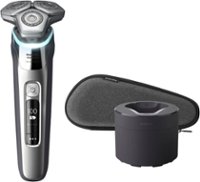 Philips Norelco - 9500 Rechargeable Wet/Dry Electric Shaver with Quick Clean, Travel Case, and Pop up Trimmer - Silver - Angle_Zoom