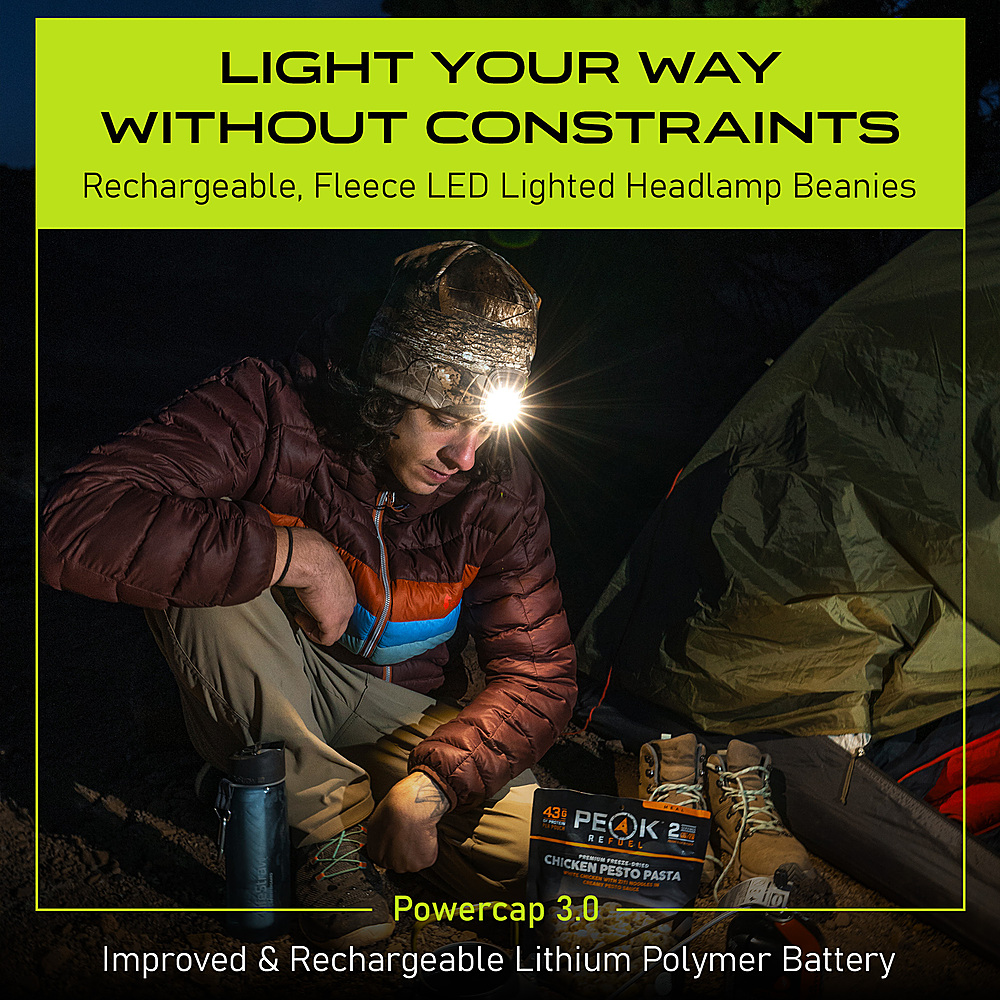 Angle View: Panther Vision - POWERCAP 3.0 70 Lumens Rechargeable Fleece LED Lighted Headlamp Beanie - Blaze Orange