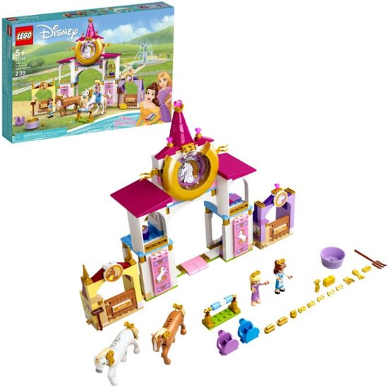 Front Zoom. LEGO - Disney Princess Belle and Rapunzel's Royal Stables 43195.