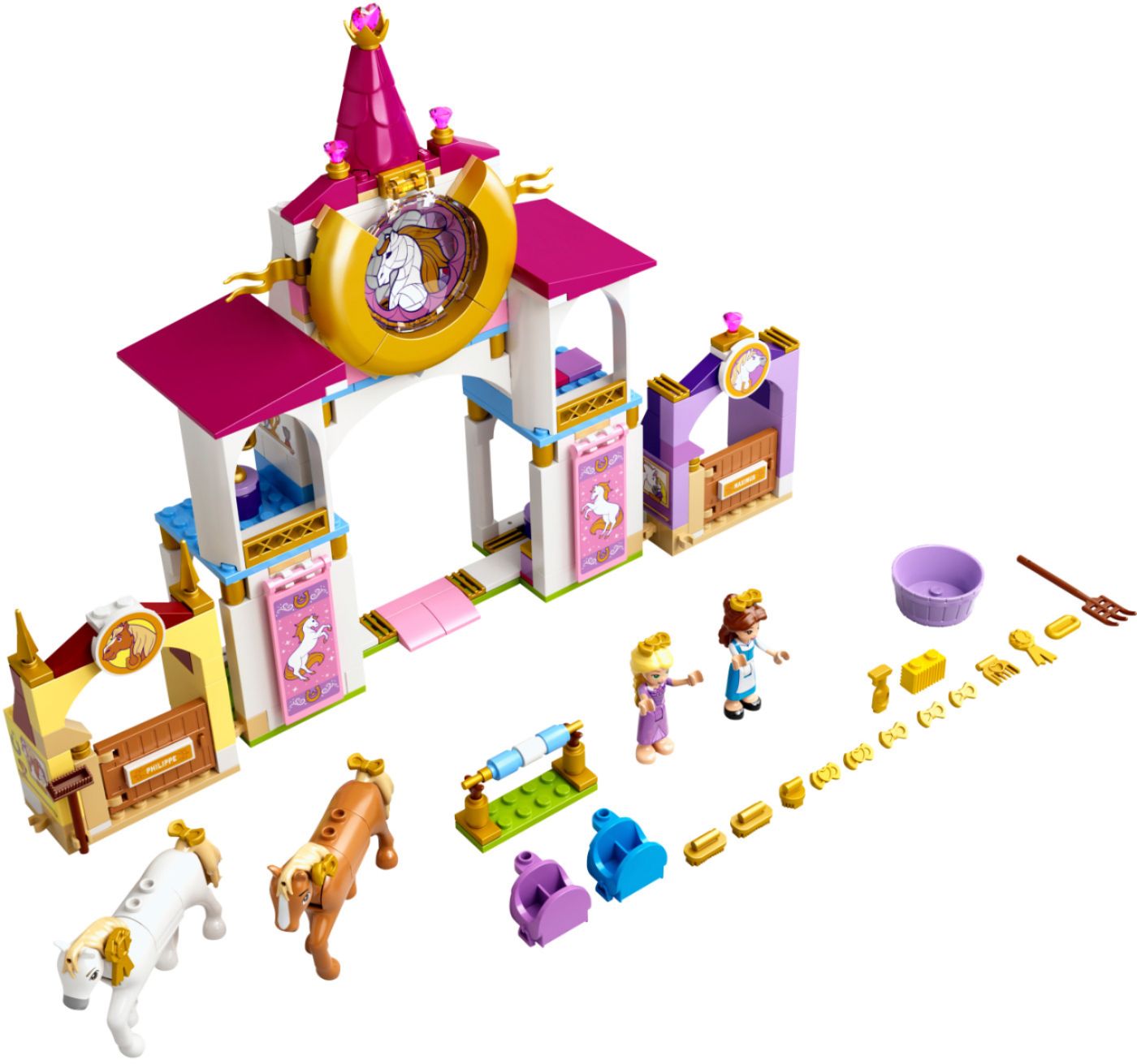 Left View: LEGO - Disney Princess Belle and Rapunzel's Royal Stables 43195