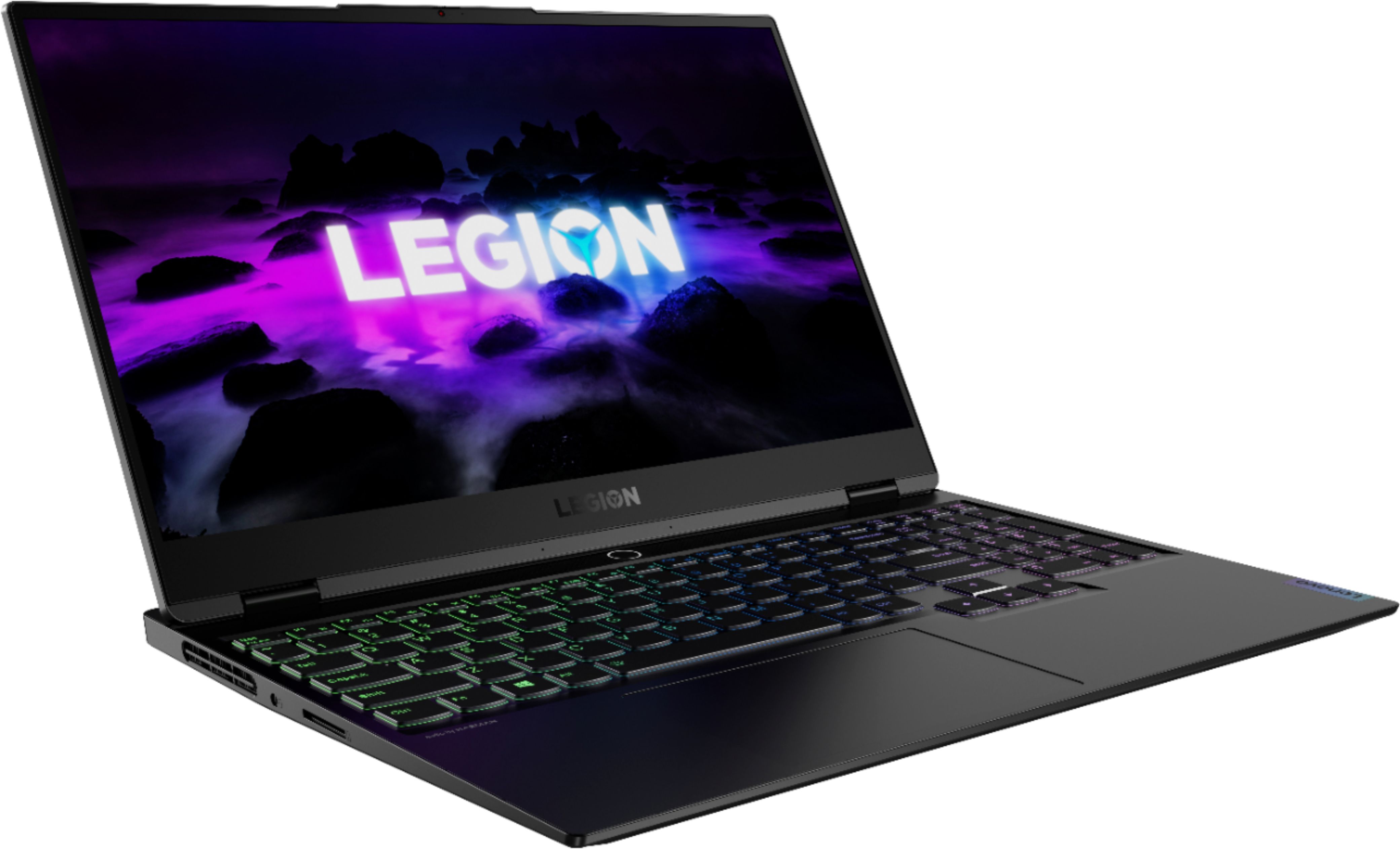 Angle View: Lenovo - Legion Slim 7 15" Gaming Laptop - AMD Ryzen 7 5800H - 16GB Memory - NVIDIA GeForce RTX 3060 - 512GB SSD - Shadow Black