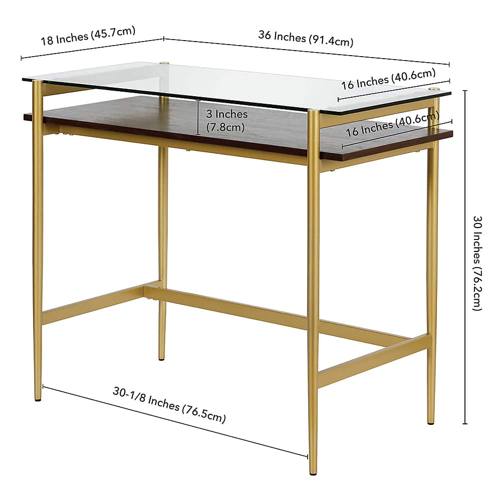 Alt View Zoom 13. Camden&Wells - Eaton 36" Desk - Brass/Walnut.