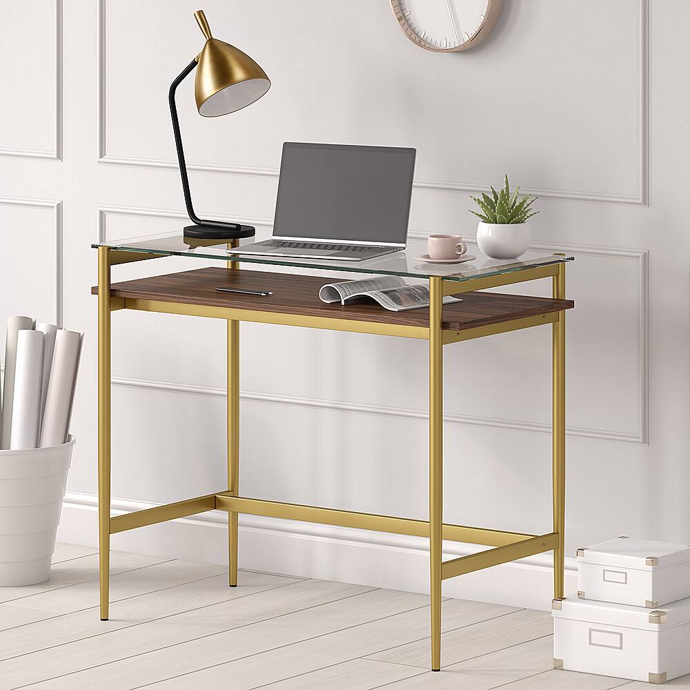 Alt View 17. Camden&Wells - Eaton 36" Desk - Brass/Walnut.