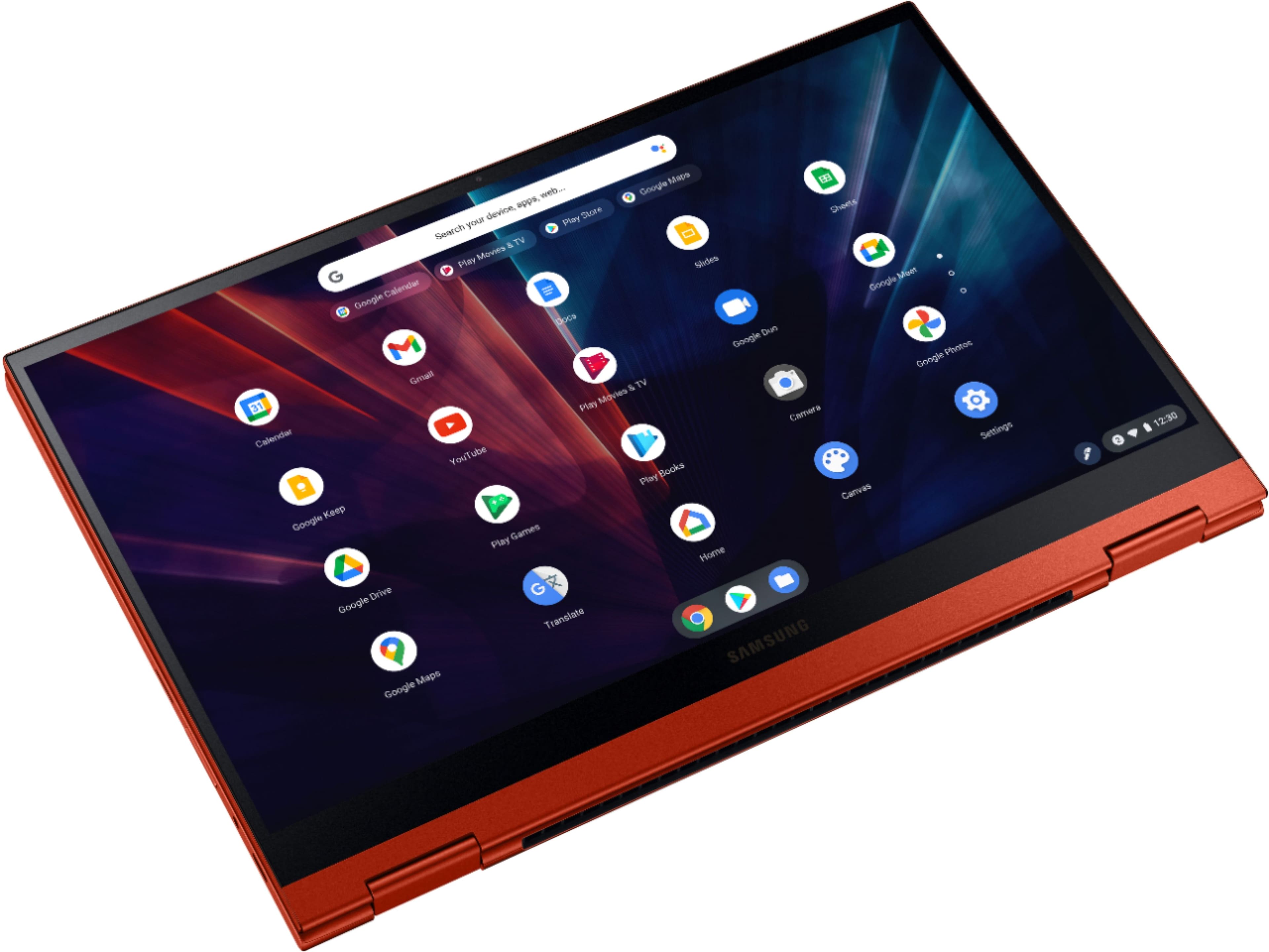 Alt View 13. Samsung - Geek Squad Certified Refurbished Galaxy Chromebook 2 - 13.3" QLED Touch-Screen - Intel Core i3 - 8GB Memory - 128GB eMMC - Fiesta Red.