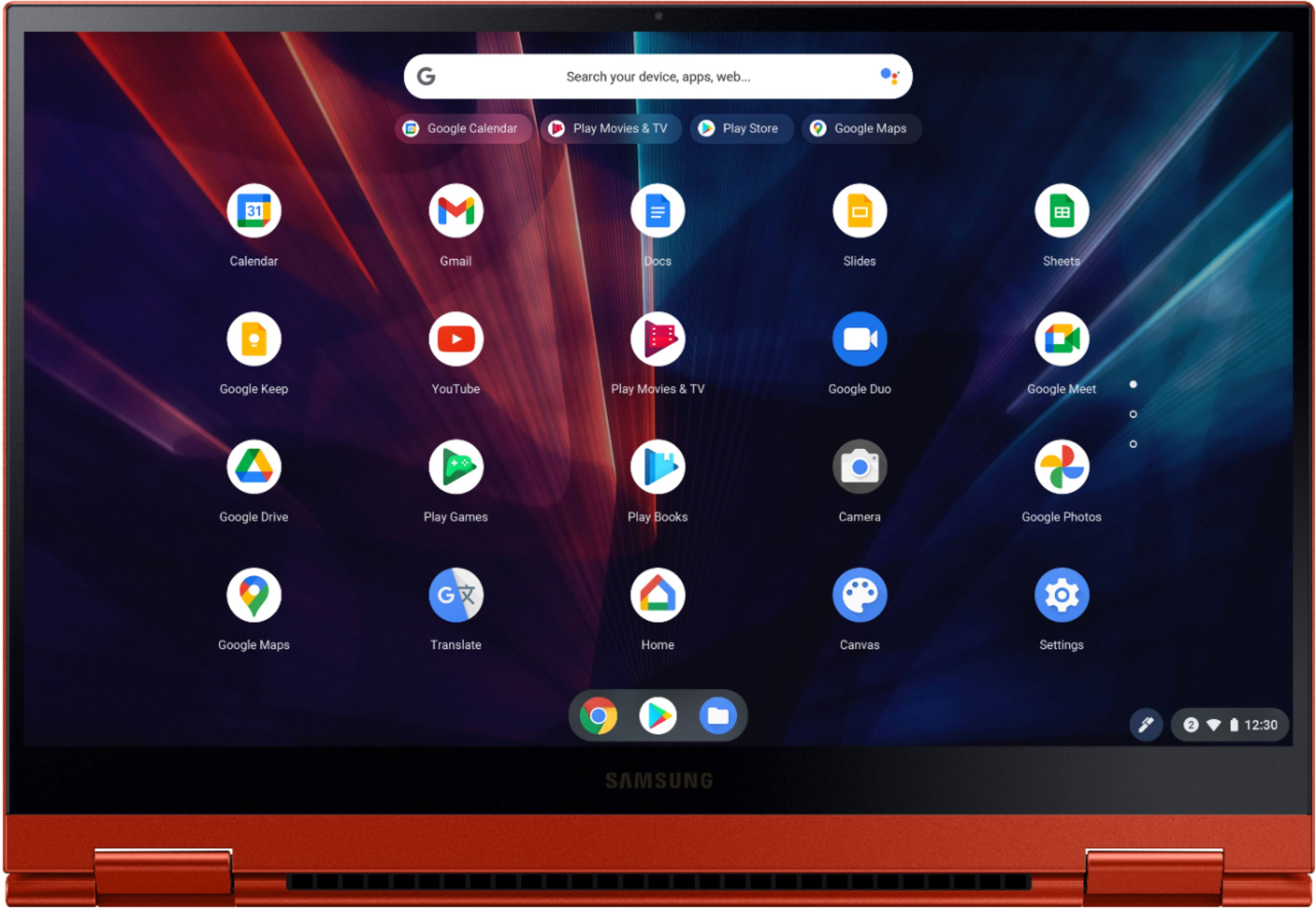 Alt View 23. Samsung - Geek Squad Certified Refurbished Galaxy Chromebook 2 - 13.3" QLED Touch-Screen - Intel Core i3 - 8GB Memory - 128GB eMMC - Fiesta Red.