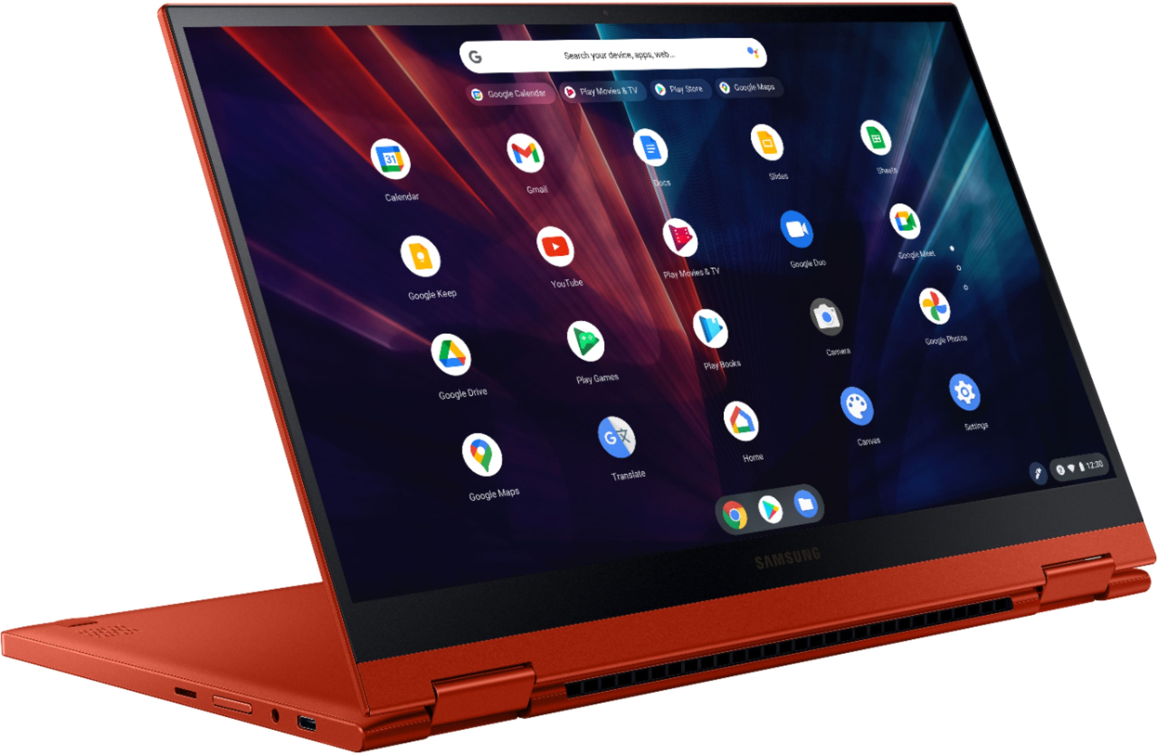 Alt View 26. Samsung - Geek Squad Certified Refurbished Galaxy Chromebook 2 - 13.3" QLED Touch-Screen - Intel Core i3 - 8GB Memory - 128GB eMMC - Fiesta Red.