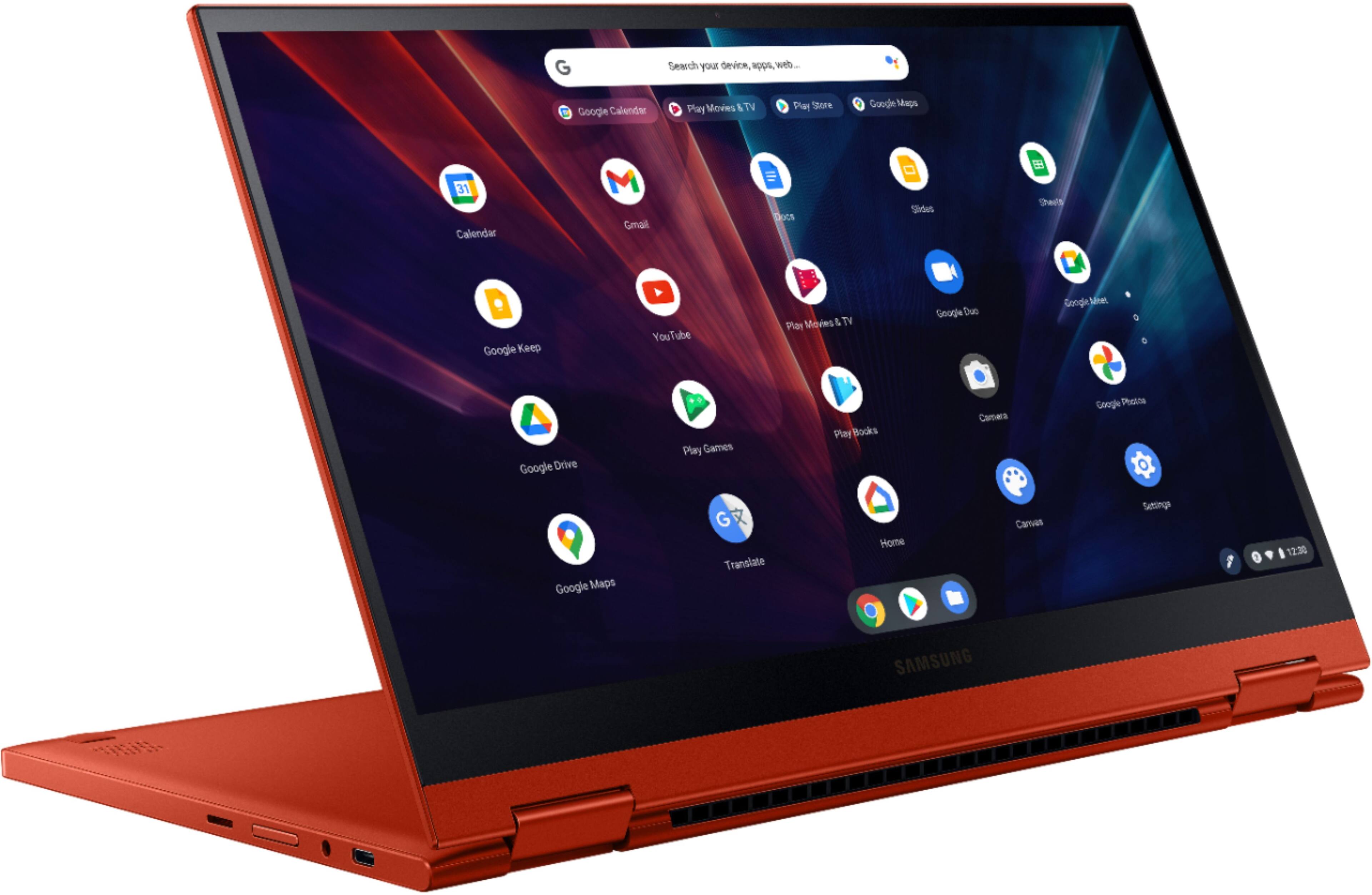Alt View 26. Samsung - Geek Squad Certified Refurbished Galaxy Chromebook 2 - 13.3" QLED Touch-Screen - Intel Core i3 - 8GB Memory - 128GB eMMC - Fiesta Red.