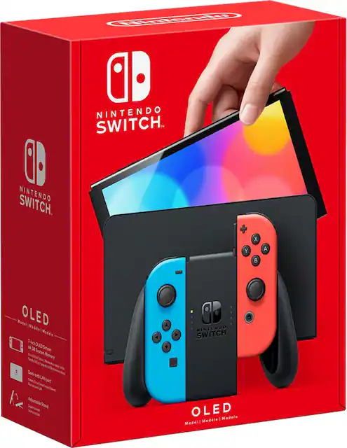 Nintendo Switch – OLED Model w/ Neon Red & Neon Blue Joy-Con