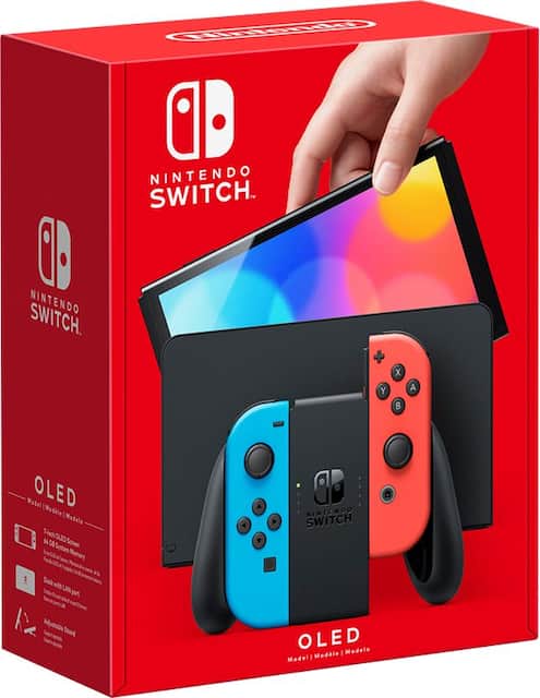 Geek Squad Refurbished Good - Switch OLED Model w/ Neon Red & Neon Blue Joy-Con