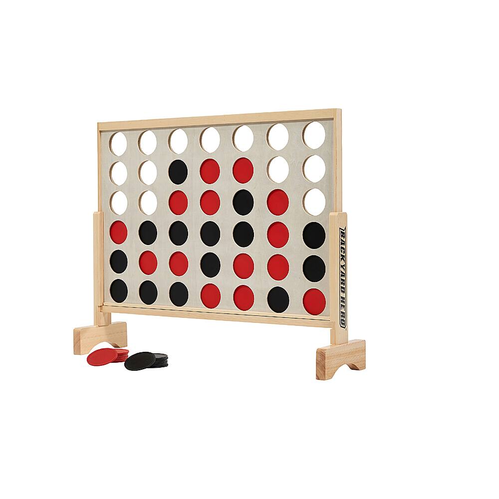 Alt View 11. Backyard Hero - Large Wooden 4 in a Row with Disc Storage Bag - Premium 3.5ft Game Set - Oversized Family Outdoor Game.