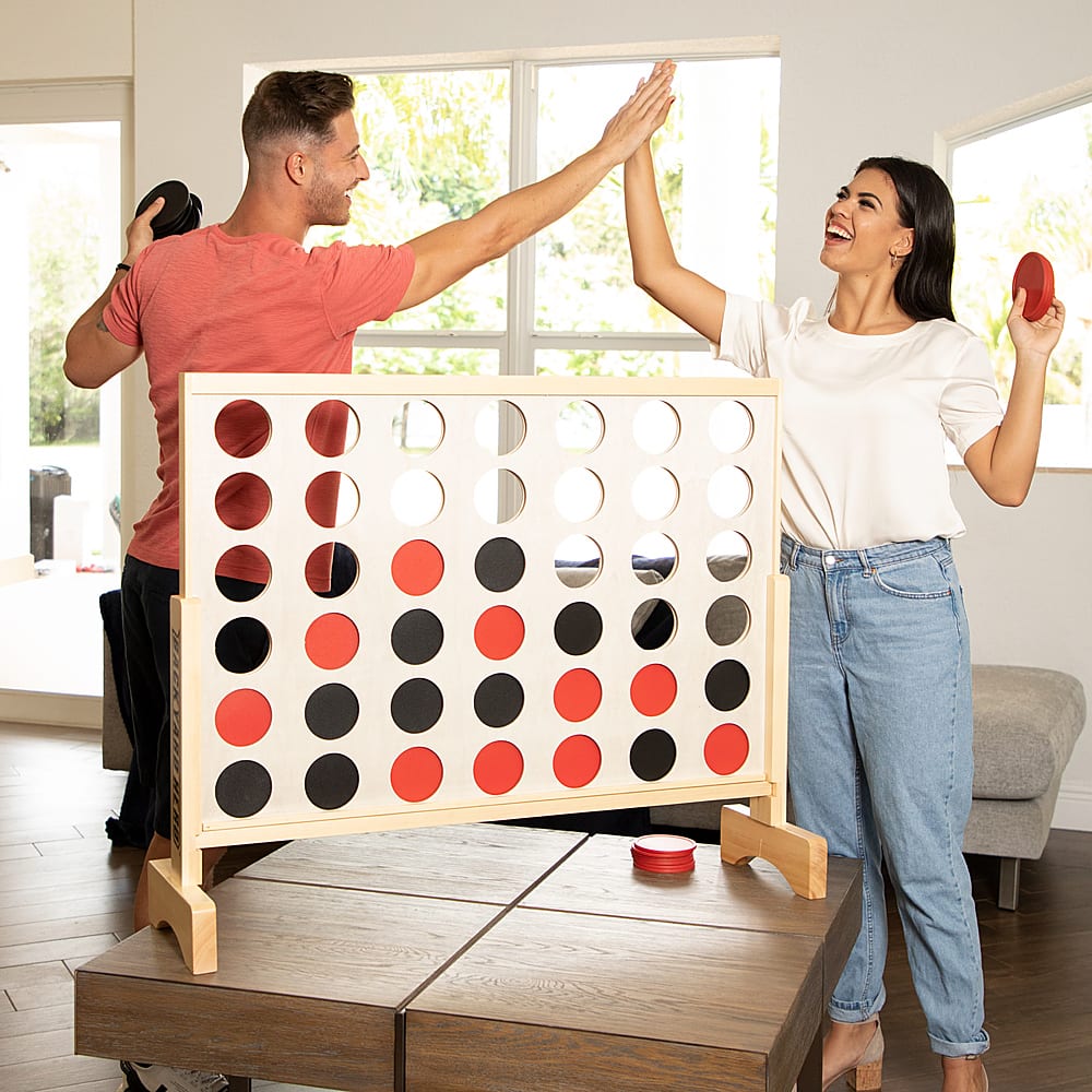 Alt View 14. Backyard Hero - Large Wooden 4 in a Row with Disc Storage Bag - Premium 3.5ft Game Set - Oversized Family Outdoor Game.