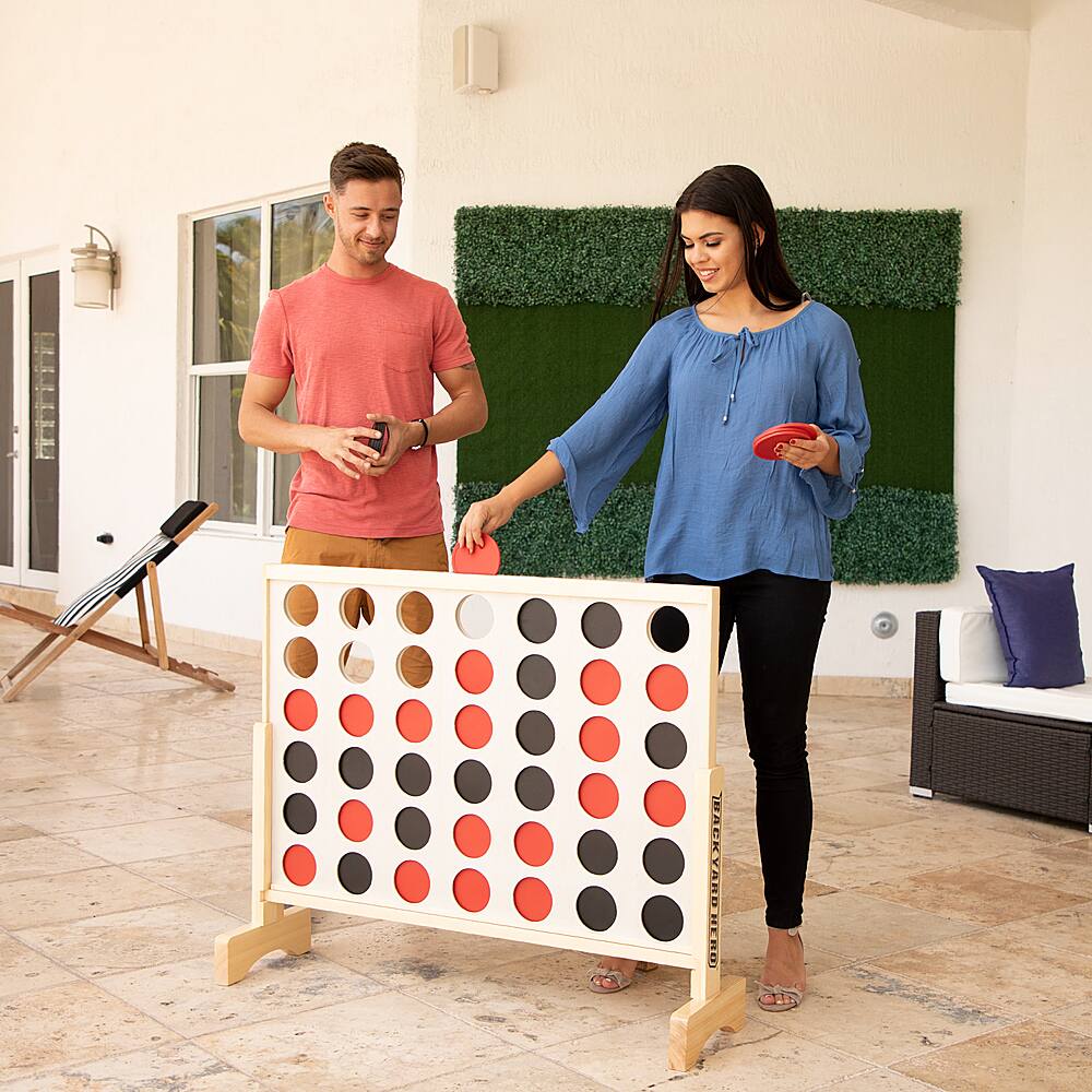 Alt View Zoom 15. Backyard Hero - Large Wooden 4 in a Row with Disc Storage Bag - Premium 3.5ft Game Set - Oversized Family Outdoor Game.