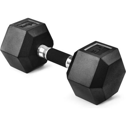 Front. Yes4All - Yes4All Cast Iron Hex Dumbbell with Rubber Grip Handle & PVC Coating, 30 Pounds - Black.