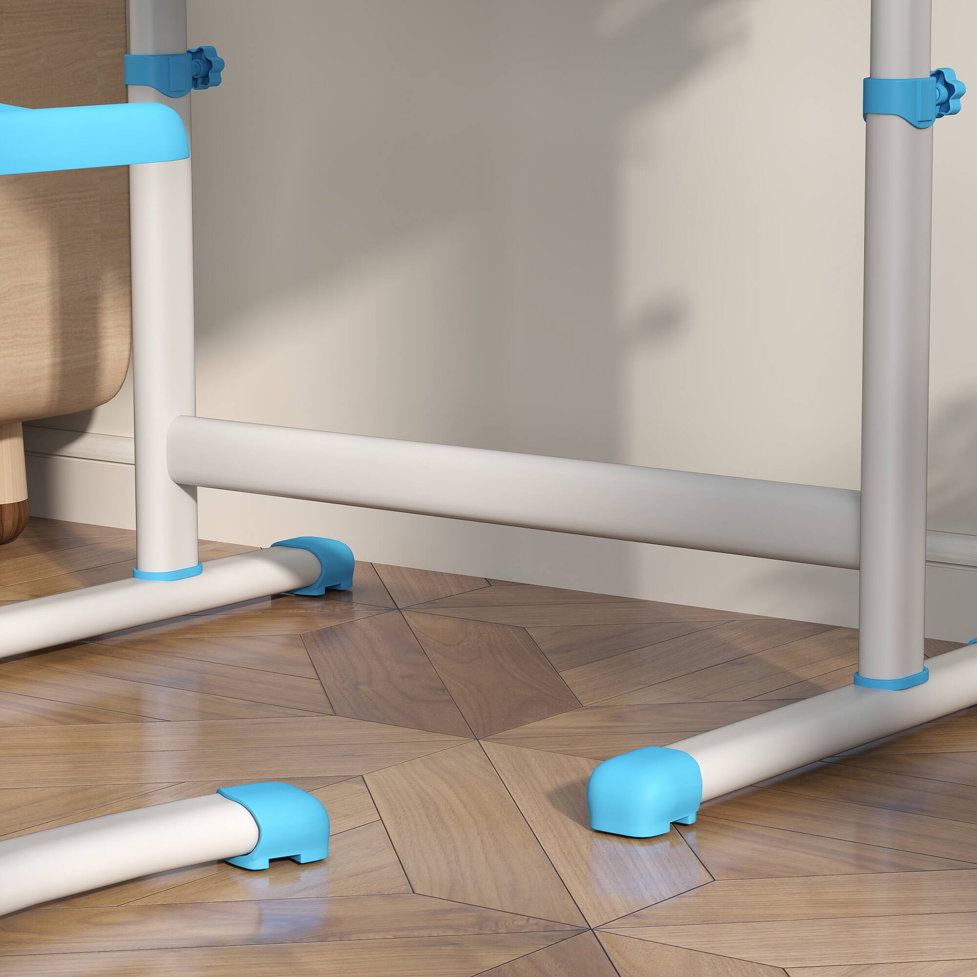 Alt View 5. Qaba - Kids Desk and Chairs Set, Height Adjustable, Children School Study Desk, Tilt Desktop, Storage Drawer, Pen Slot - Blue.