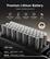 Premium Lithium Battery
Outlasts recycled packs by 5X
- Short-Circuit Protection
- Overcurrent Control
- Over-Temperature Protection
- Overvoltage Protection
- Fire Resistance
597 Wh
Others: 200 Cycles ≈ 1 Year
NAVEE: 1000 Cycles ≈ 5 Years
UL 2272