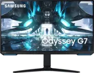 Front. Samsung - Geek Squad Certified Refurbished Odyssey G7 28" IPS 1 ms 4K UHD FreeSync & G-Sync Compatible Gaming Monitor with HDR - Black.