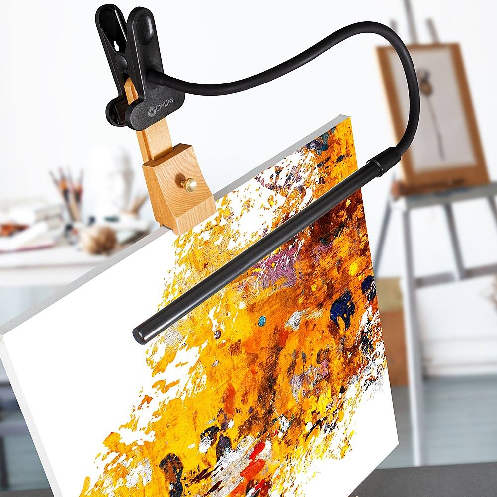 Left View: OttLite - Clip-On LED Easel Lamp - Black