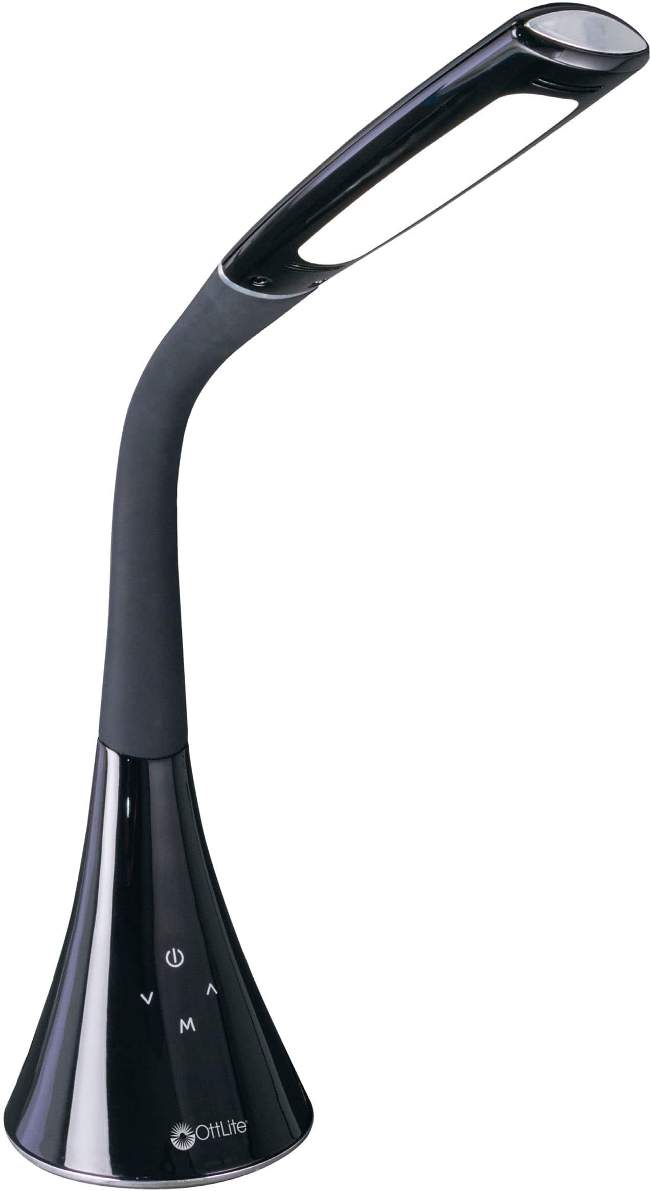 OttLite - Swerve LED Desk Lamp with USB Charging - Black - Front_Zoom