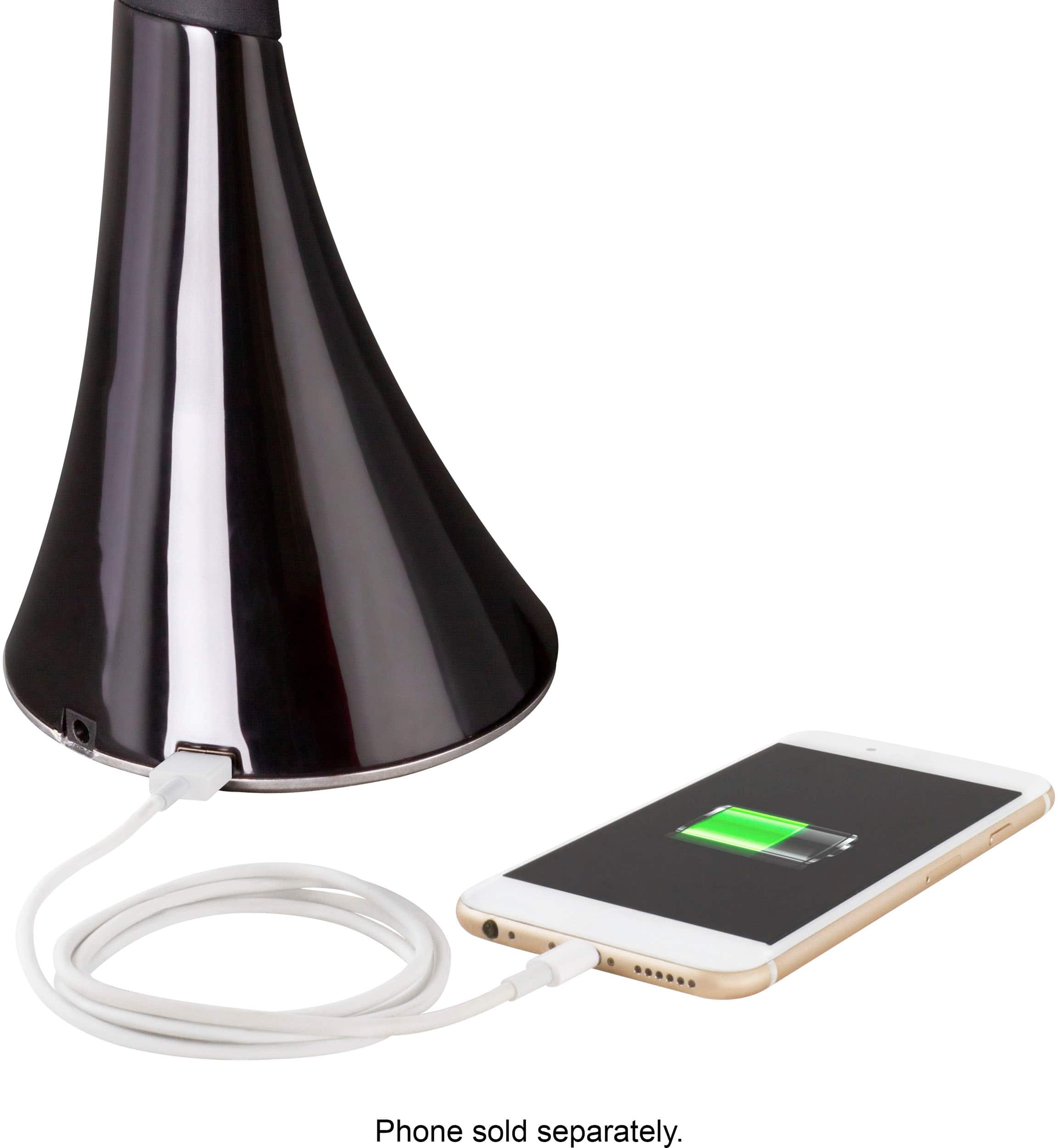 Left. OttLite - Swerve LED Desk Lamp with USB Charging - Black.