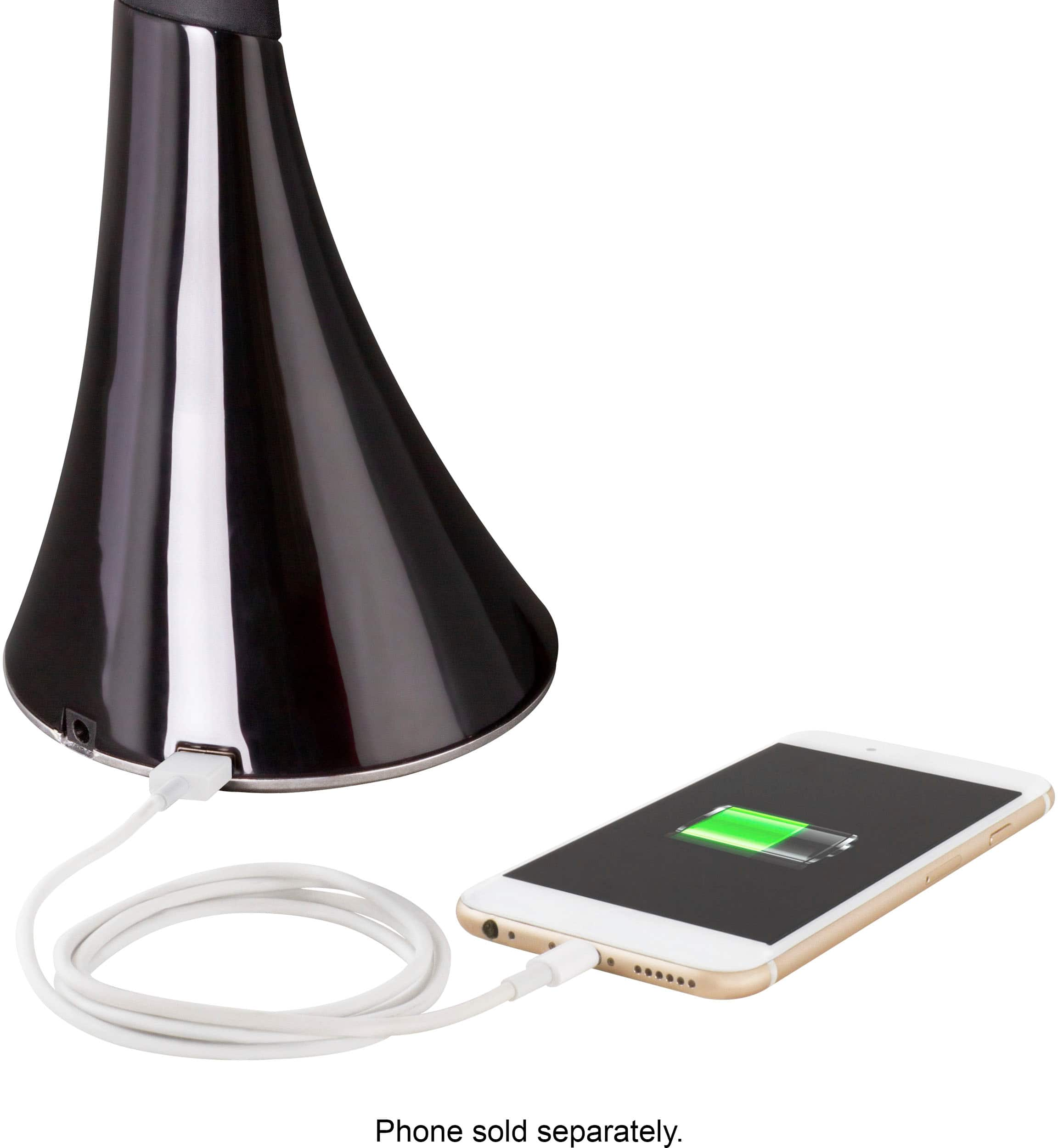 Left View: OttLite - Swerve LED Desk Lamp with USB Charging - Black