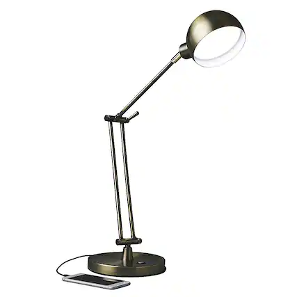 Front. OttLite - Wellness Series® Refine LED Desk Lamp - Gold.