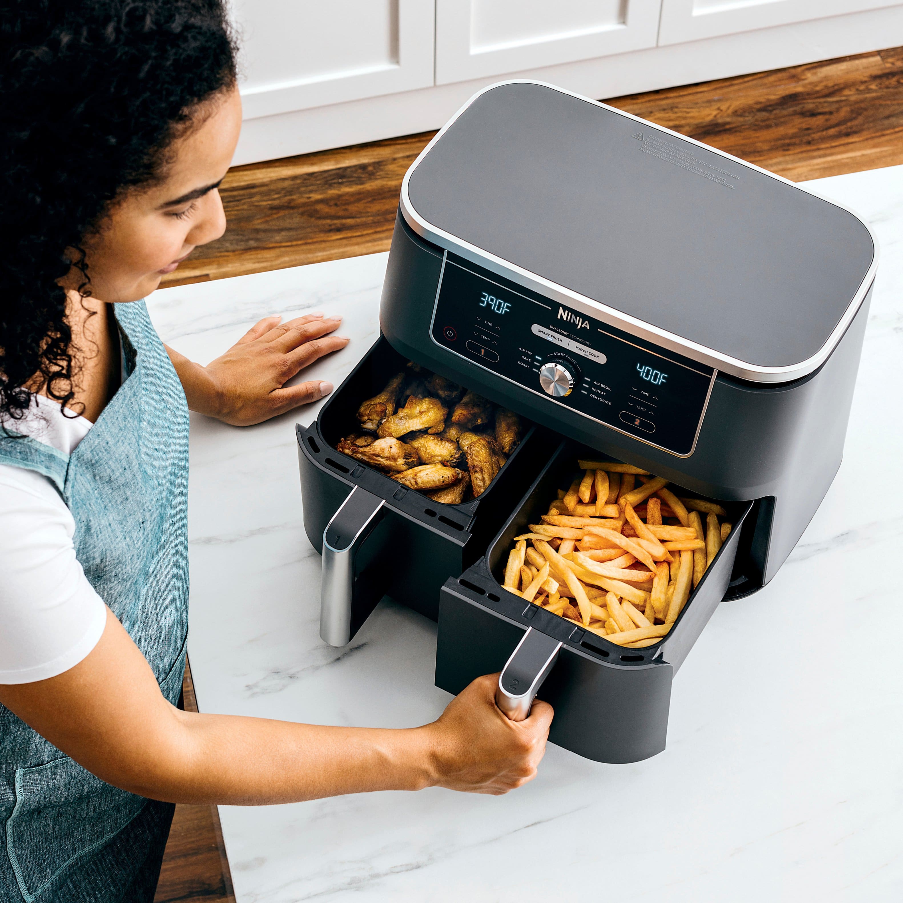 Alt View 13. Ninja - Foodi 6-in-1 10-qt. XL 2-Basket Air Fryer with DualZone Technology - Gray.