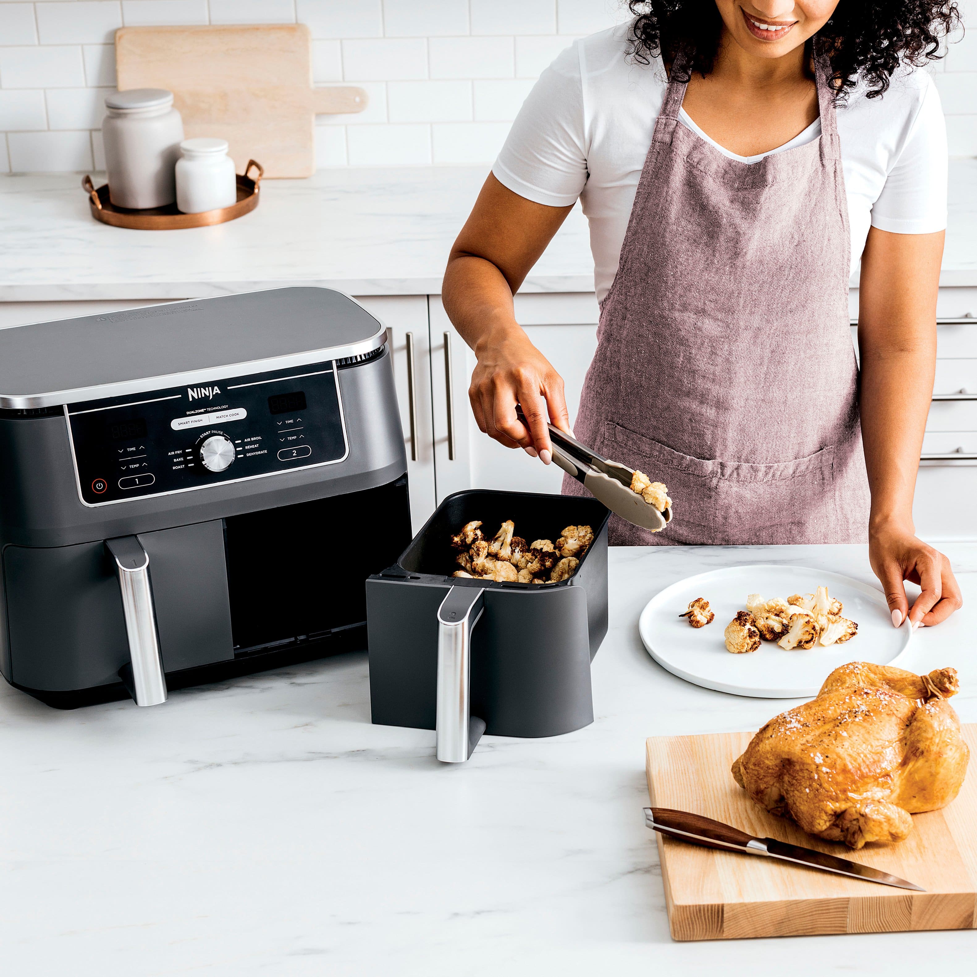 Alt View 14. Ninja - Foodi 6-in-1 10-qt. XL 2-Basket Air Fryer with DualZone Technology - Gray.