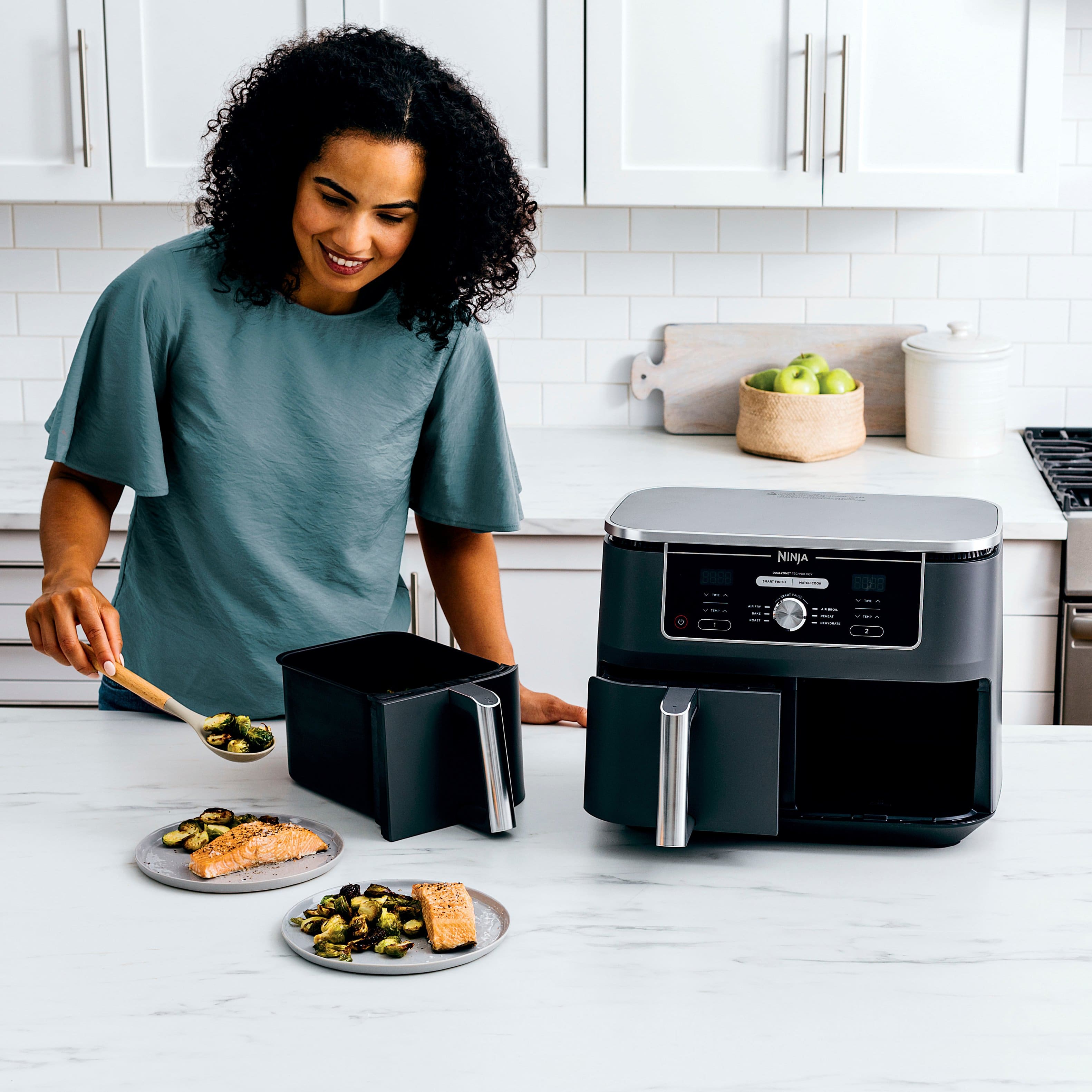 Alt View 15. Ninja - Foodi 6-in-1 10-qt. XL 2-Basket Air Fryer with DualZone Technology - Gray.