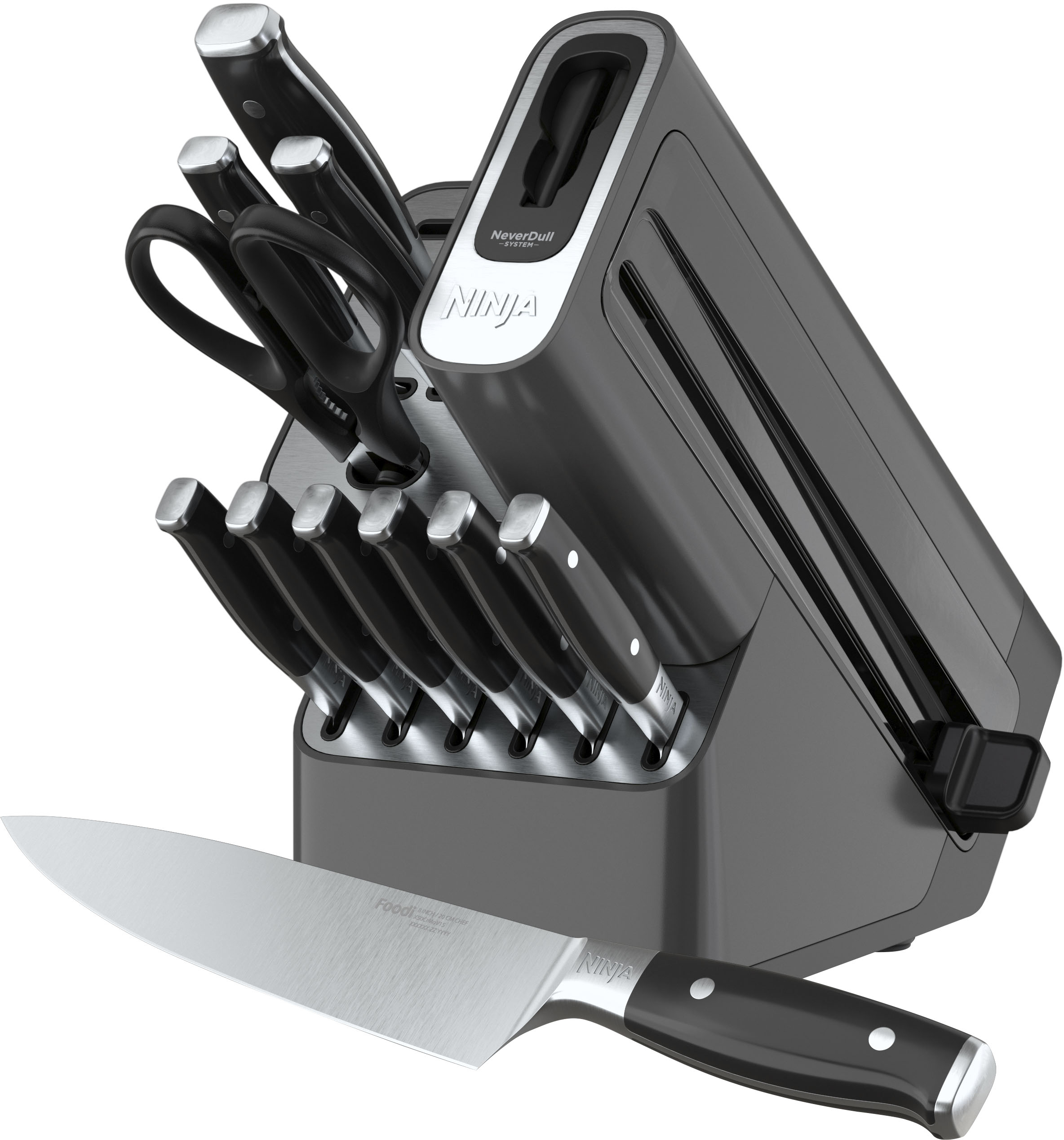 11-Piece Premium Gray Kitchen Knife Set with Knife Block & Dual