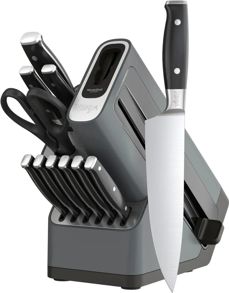 Alt View 21. Ninja - NeverDull Premium 12-Piece Knife Block Set with Built-in Sharpener System - Black & Silver.