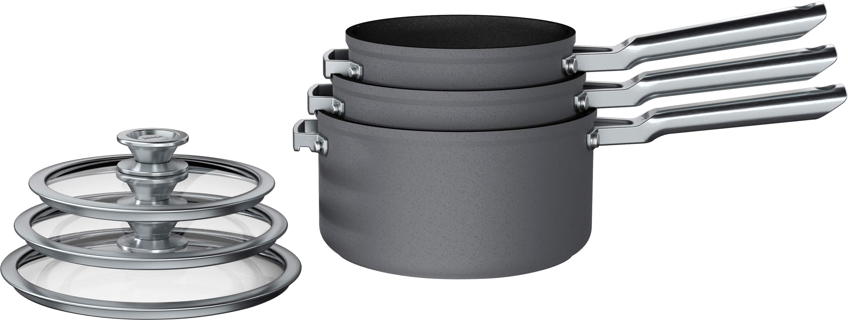 Angle. Ninja - NeverStick Premium Nest System 6-Piece Cookware Set - Gray.