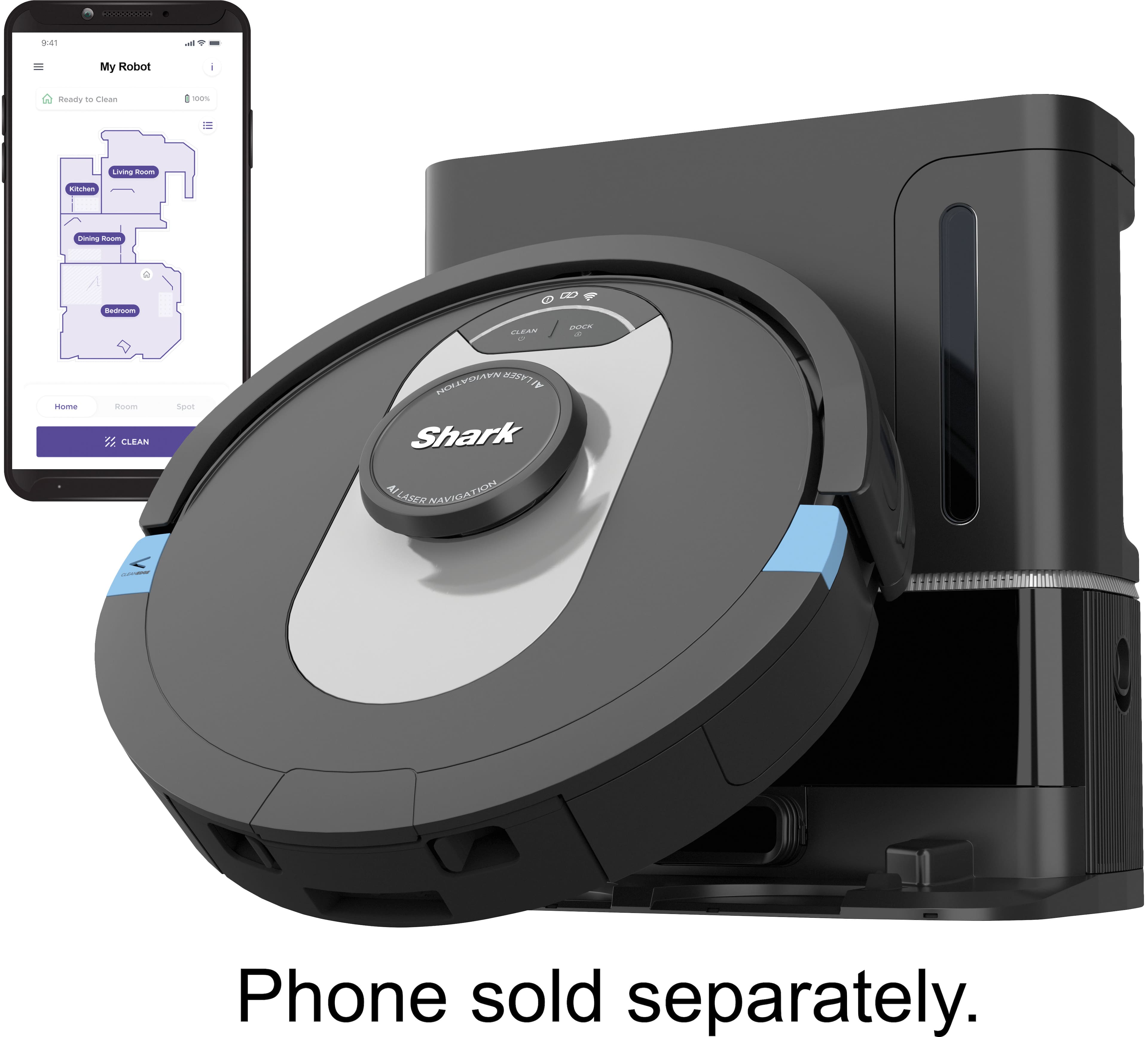 Alt View 18. Shark - AI Ultra Robot Vacuum with Matrix Clean, Home Mapping, HEPA Bagless Self Empty Base, WiFI Connected - Black.