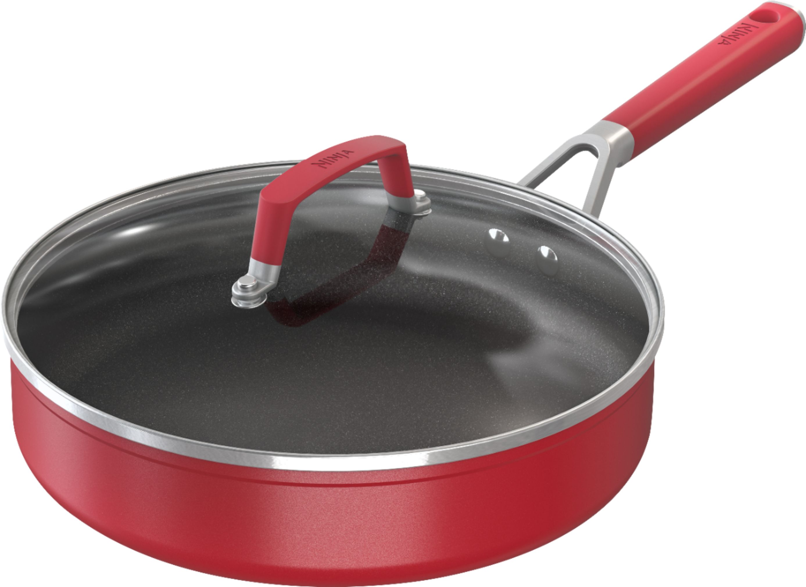 Ninja - Foodi™ NeverStick™ Vivid 3-Quart Sauté Pan with Glass Lid - Crimson  Red 
