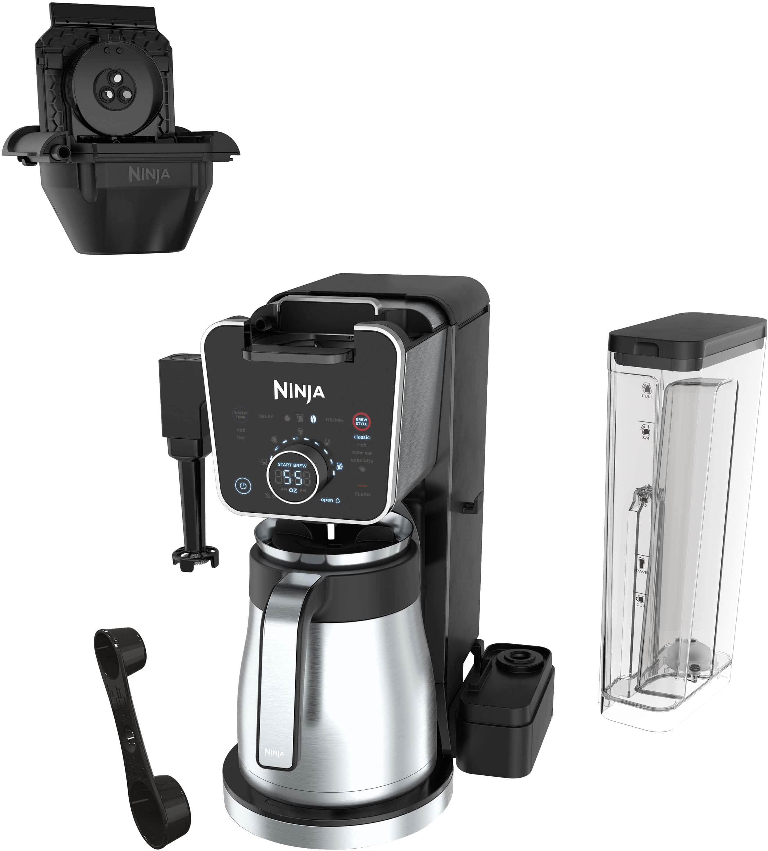 Alt View 19. Ninja - DualBrew PRO 12-Cup Specialty Coffee System with Thermal Carafe, K-Cup Compatible, Hot Water System & Frother - Black/Silver.