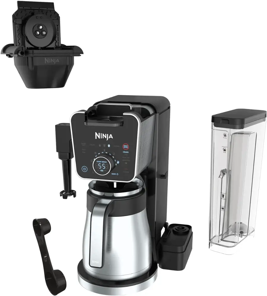 Alt View 19. Ninja - DualBrew PRO 12-Cup Specialty Coffee System with Thermal Carafe, K-Cup Compatible, Hot Water System & Frother - Black/Silver.