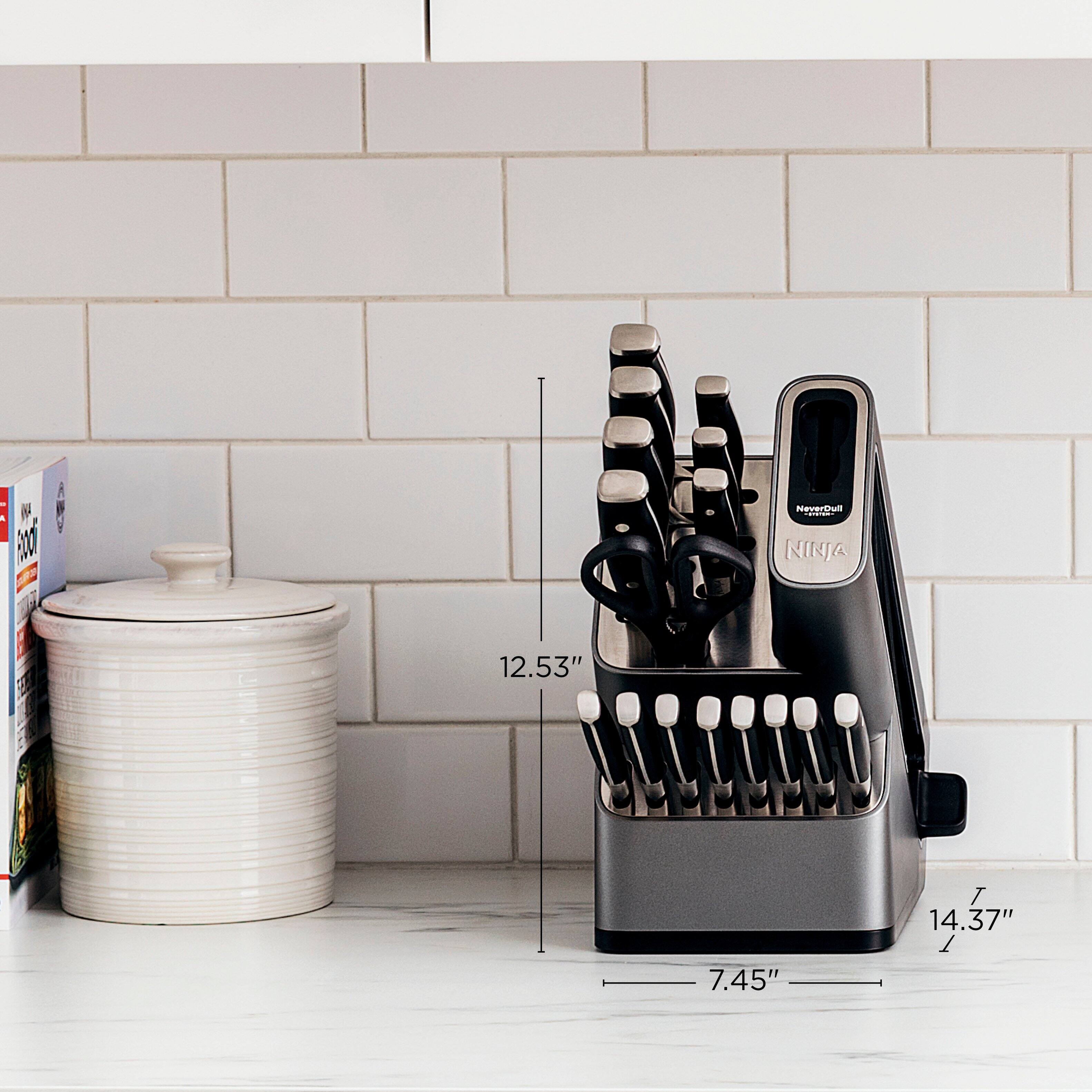 Alt View 22. Ninja - Foodi NeverDull Premium 17-Piece Knife Block Set with Built-in Sharpener System - Black & Silver.